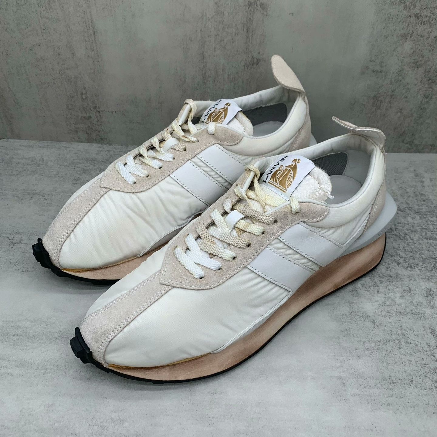 Lanvin Lanvin Distressed White Lowtop Sneakers 45 Men Size US 11.5 / EU 44-45 - 1 Thumbnail