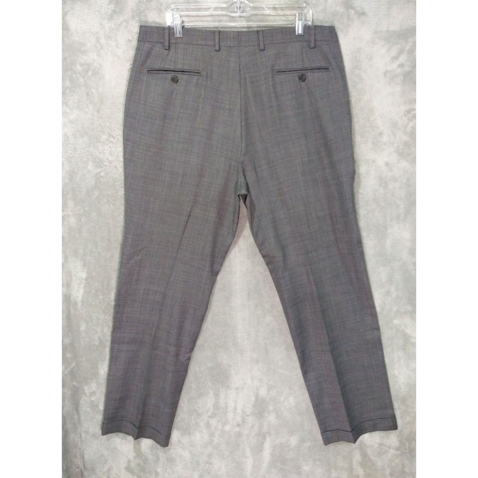 Chaps Chaps Mens Dress Pants Gray Wool Straight Leg Pleated Cuffed Preppy 38x32 Size US 38 / EU 54 - 2 Thumbnail
