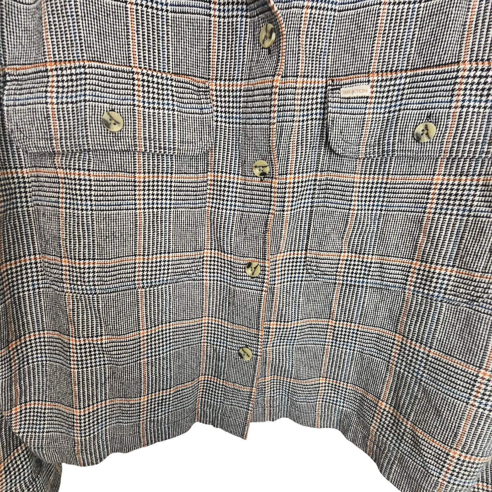 Brixton Brixton Womens Bowery Cropped Flannel Shacket Houndstooth XL Size XL / US 12-14 / IT 48-50 - 4 Thumbnail