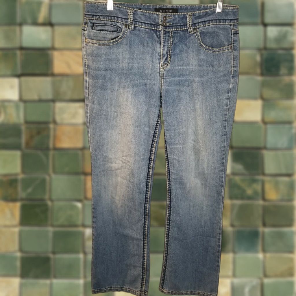 Nine West NINE WEST Women's Light Blue Straight Jeans Size 12/30 Regular Size 34" / US 12 / IT 48 - 1 Thumbnail
