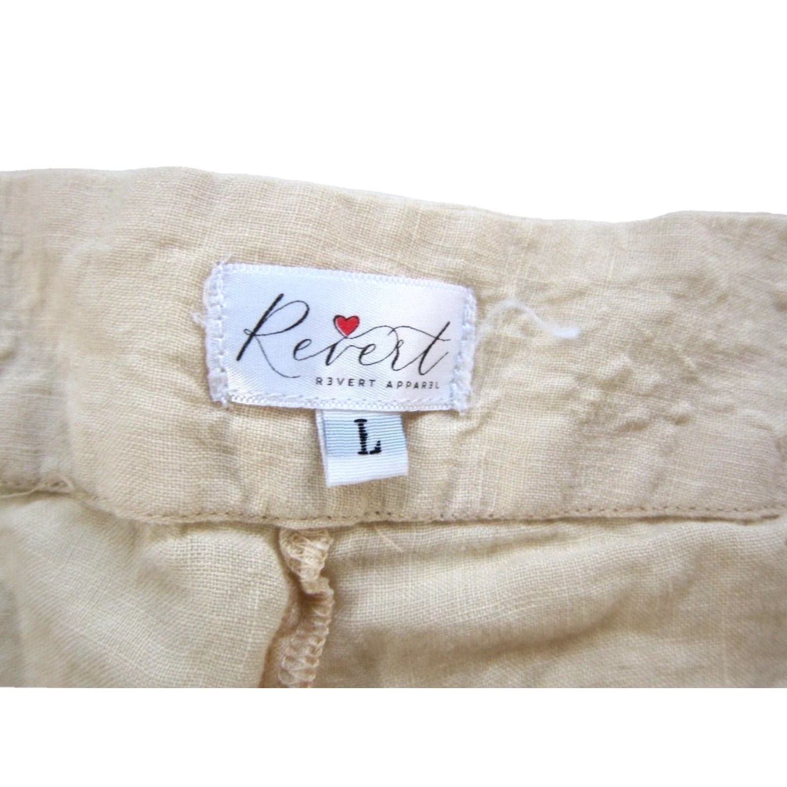 Vintage Revert Apparel 100% Linen Beige Brown Wide Leg High Rise Pocket Pant Women L Size 36" / US 14 / IT 50 - 4 Thumbnail
