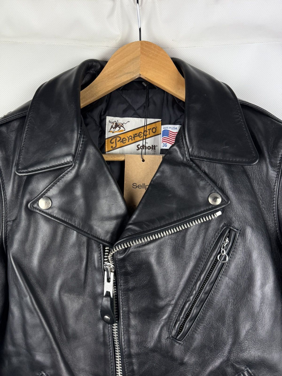 Schott Schott Perfecto Ladies Leather Biker Full Zip Jacket USA Size XS / US 0-2 / IT 36-38 - 6 Thumbnail