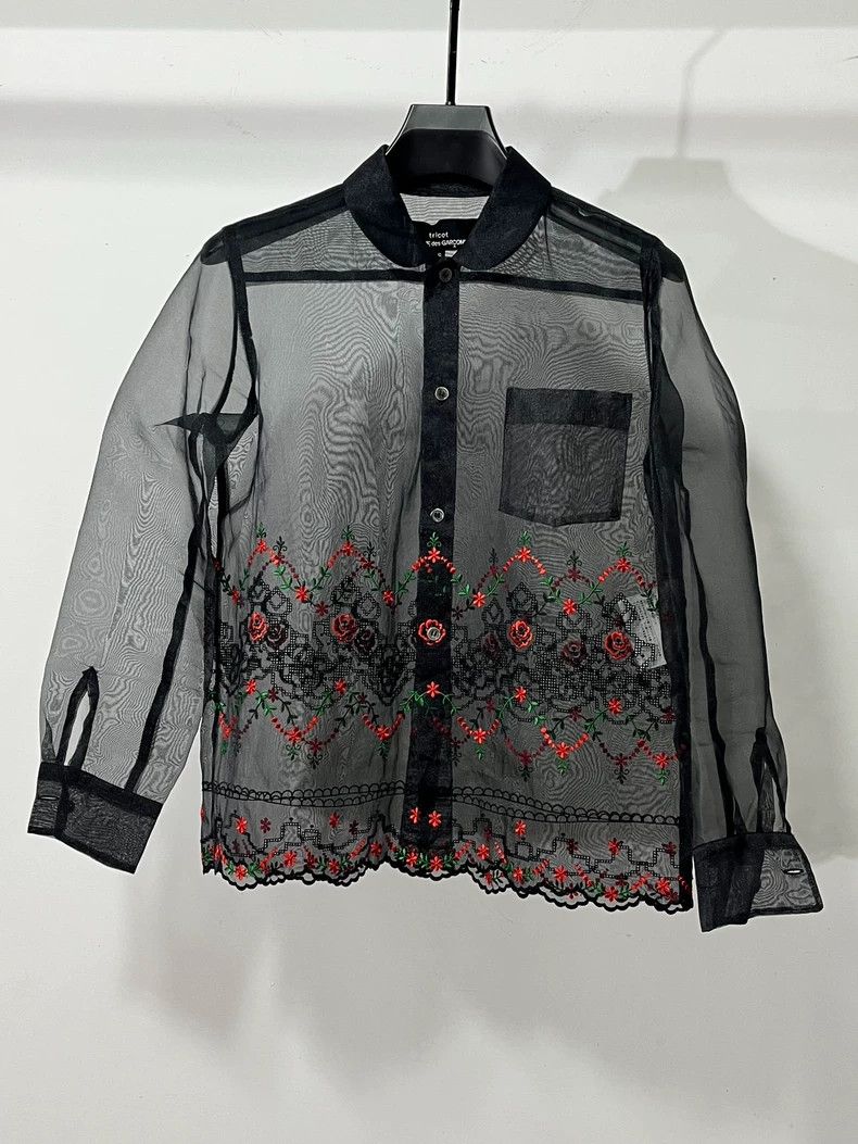 Comme des Garcons Comme Des Garcons Floral embroidered tulle shirt Size S / US 4 / IT 40 - 1 Thumbnail