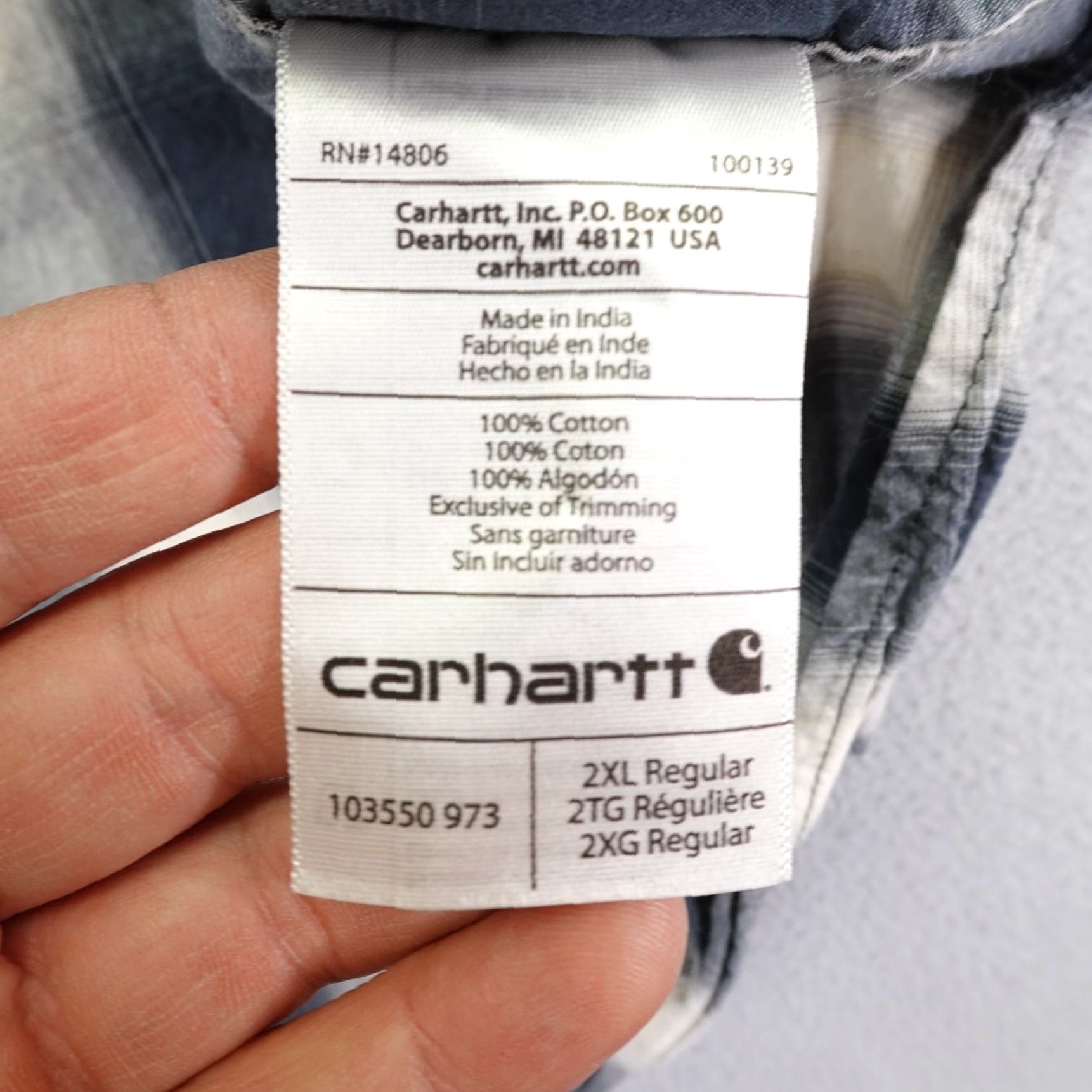 Carhartt VINTAGE Carhartt Shirt Mens 2XL Blue White Checkered Relaxed Fit Button Up Work Utility Shirt Size US XXL / EU 58 / 5 - 4 Thumbnail