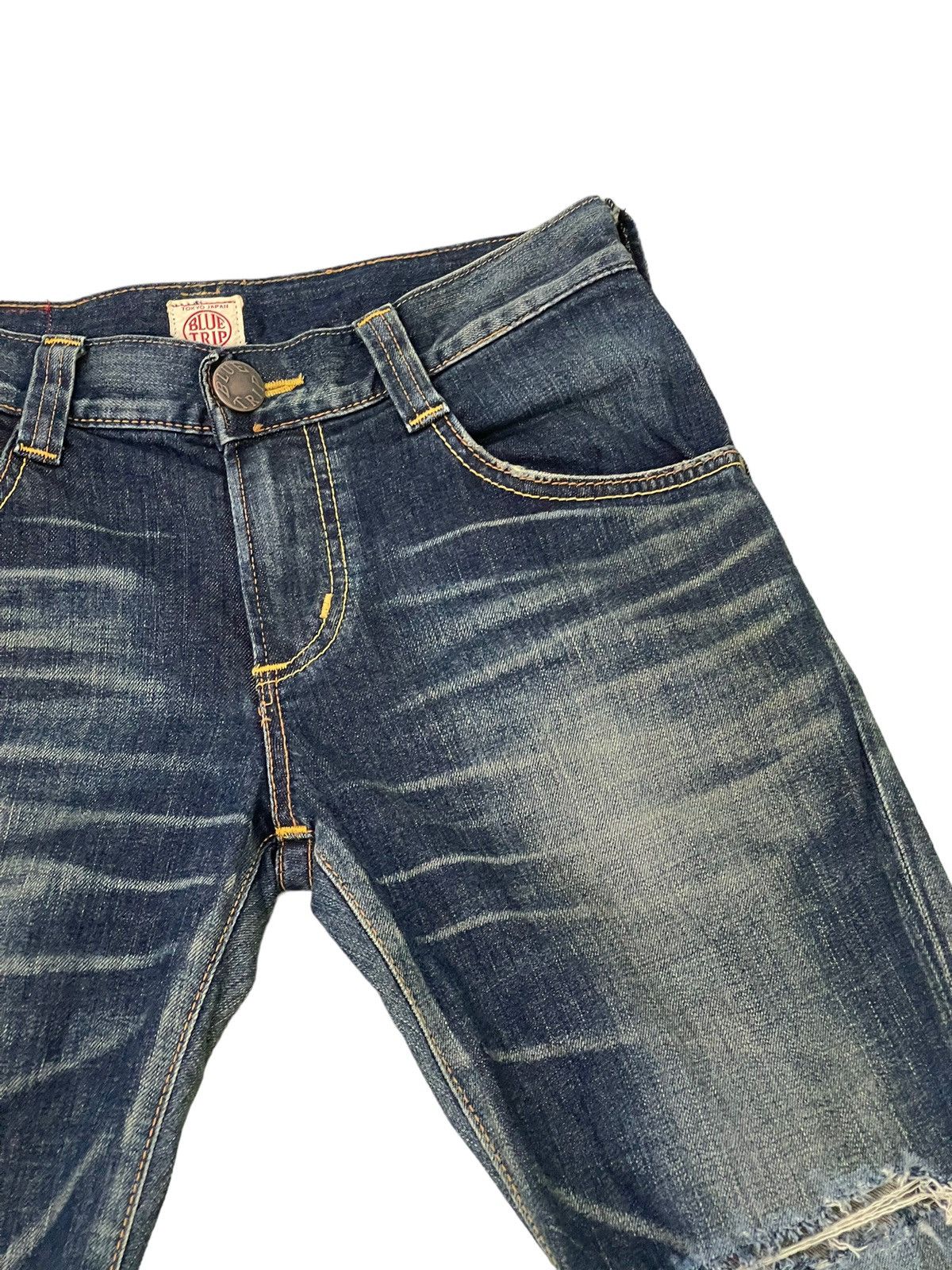 Edwin Flare Jeans Edwin Japan Faded Distress Stretch Boot Cut 8🟦3 Size US 31 - 9 Thumbnail