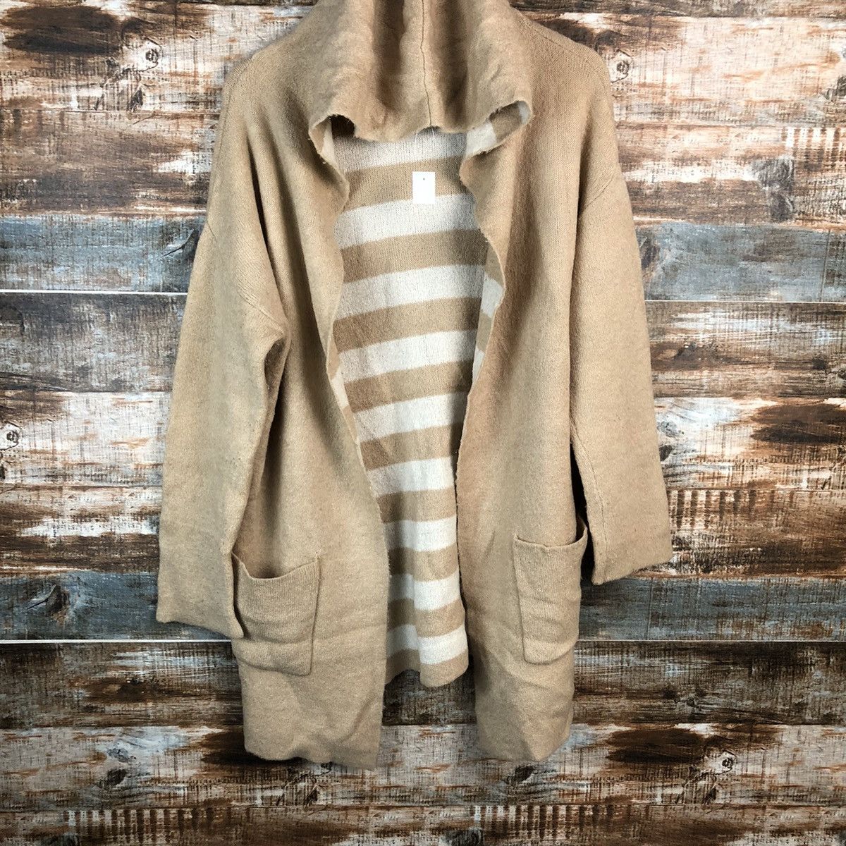 Homespun Knitwear × Japanese Brand Japanese Brand Brown knitwear cardigan Hoodie #A1556 Size L / US 10 / IT 46 - 3 Thumbnail