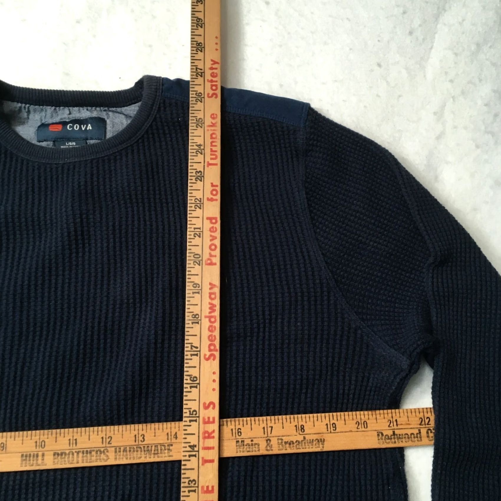 Vintage COVA Sweatshirt Mens L Navy Waffle Knit Pullover Crewneck Thermal Logo Heavyweight Classic Regular Knit Size US L / EU 52-54 / 3 - 4 Thumbnail