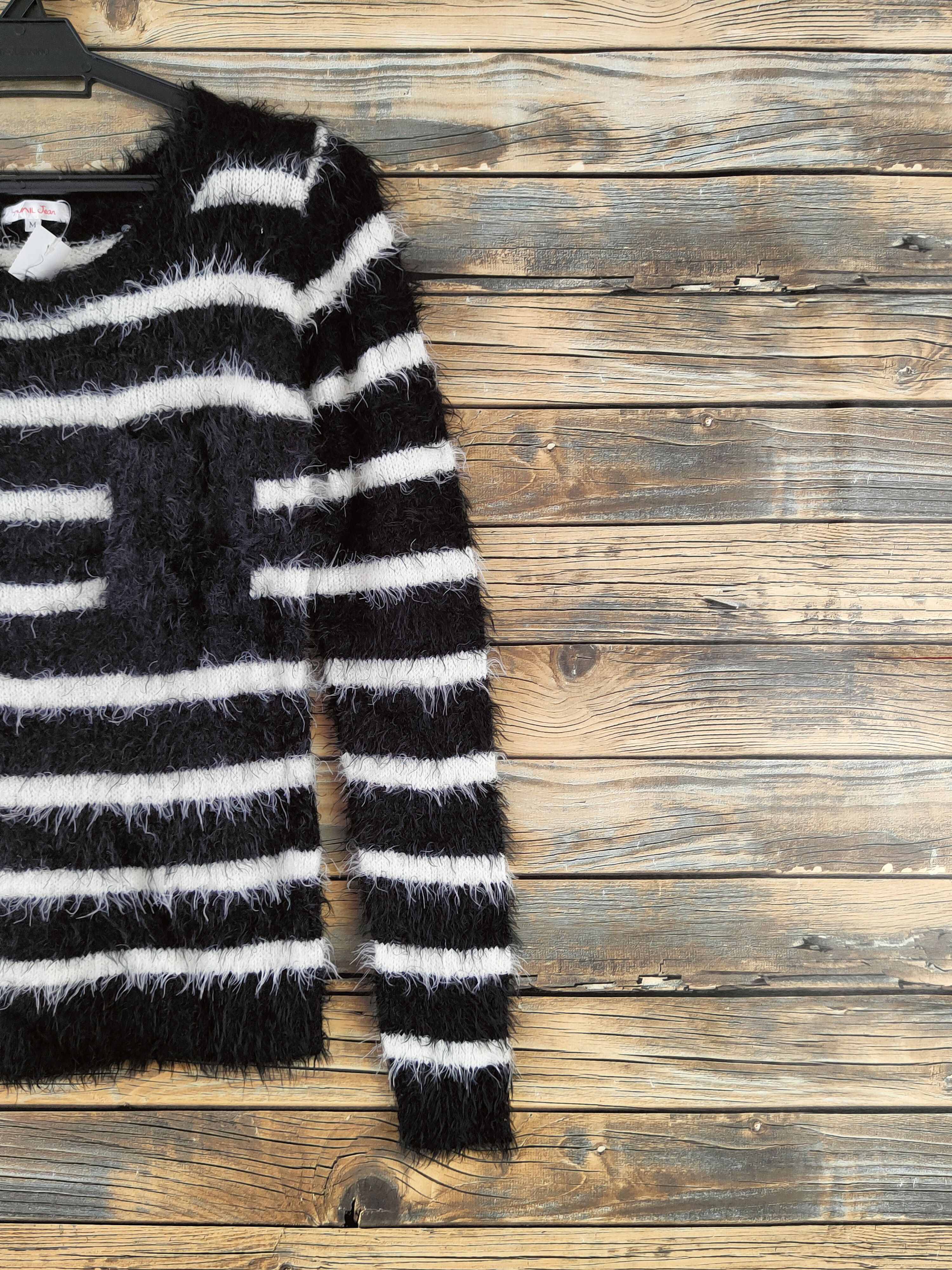 Japanese Brand DL Avail Jean Black White Fur Mohair Knitwear #46-924 Size M / US 6-8 / IT 42-44 - 5 Thumbnail