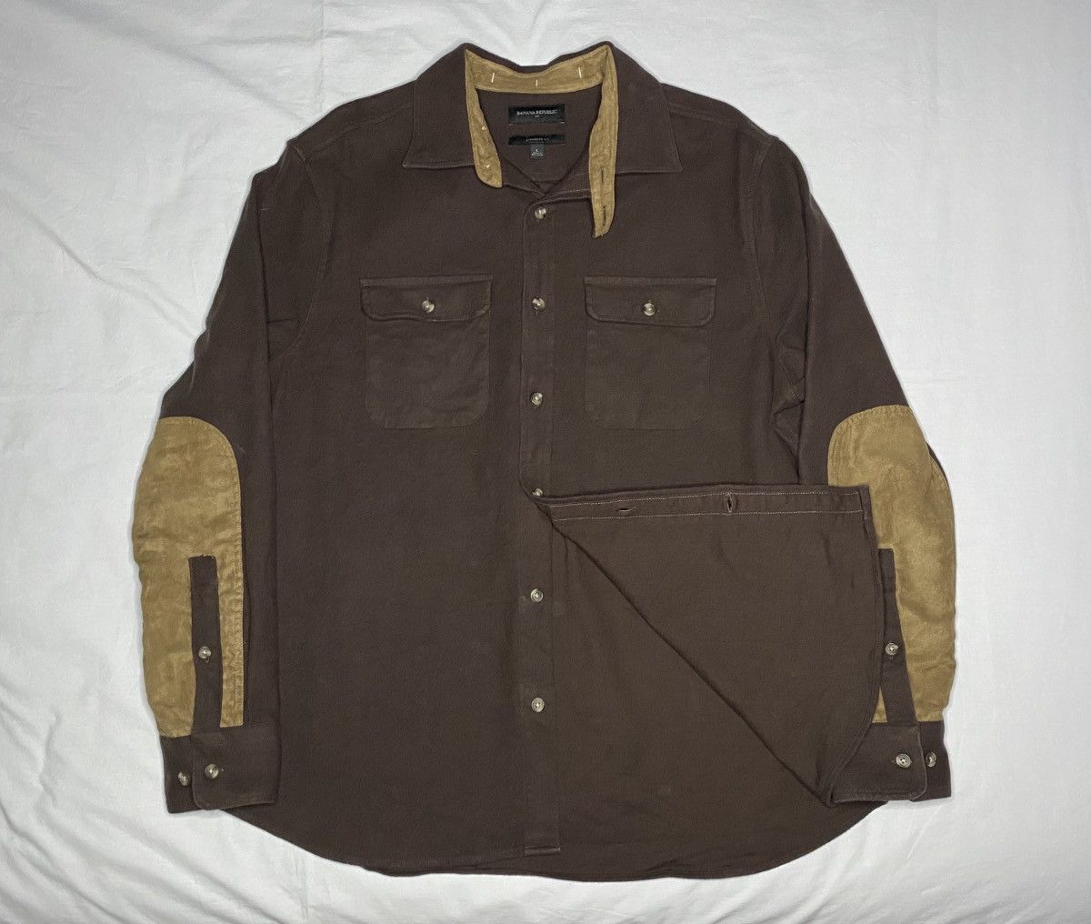 Banana Republic Banana Republic Brown Moleskin Elbow Patch Button Shacket Size US L / EU 52-54 / 3 - 2 Thumbnail