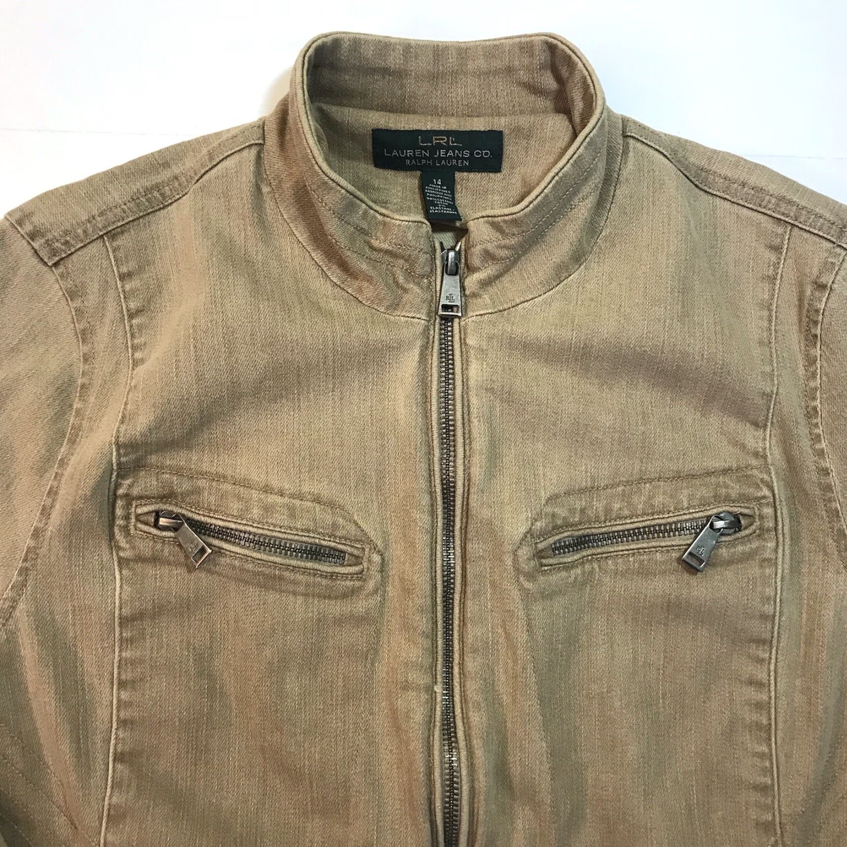Ralph Lauren Ralph Lauren Women's Denim Jacket Size 14 Tan Stretch Button Up Coat Classic Size 36" / US 14 / IT 50 - 2 Thumbnail
