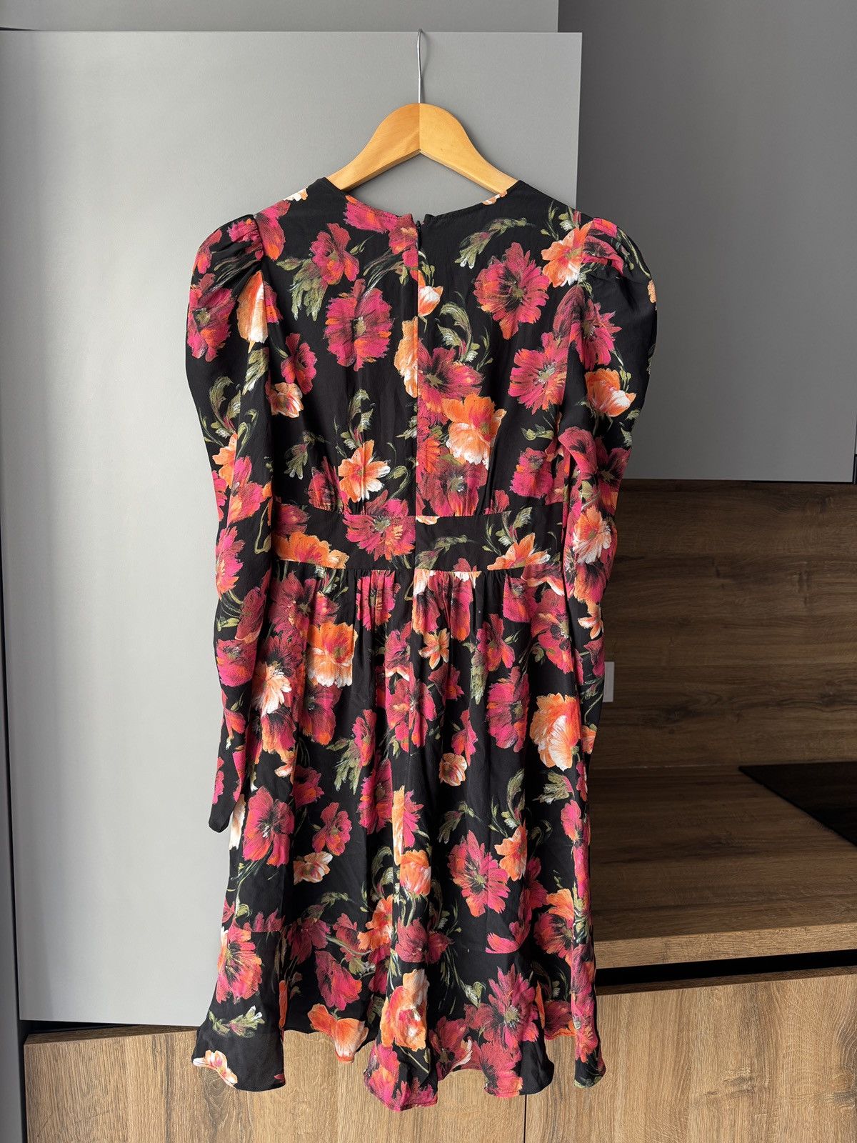 The Kooples The Kooples Call Me Flower Black Floral Silk Mini Dress Size XS / US 0-2 / IT 36-38 - 6 Thumbnail