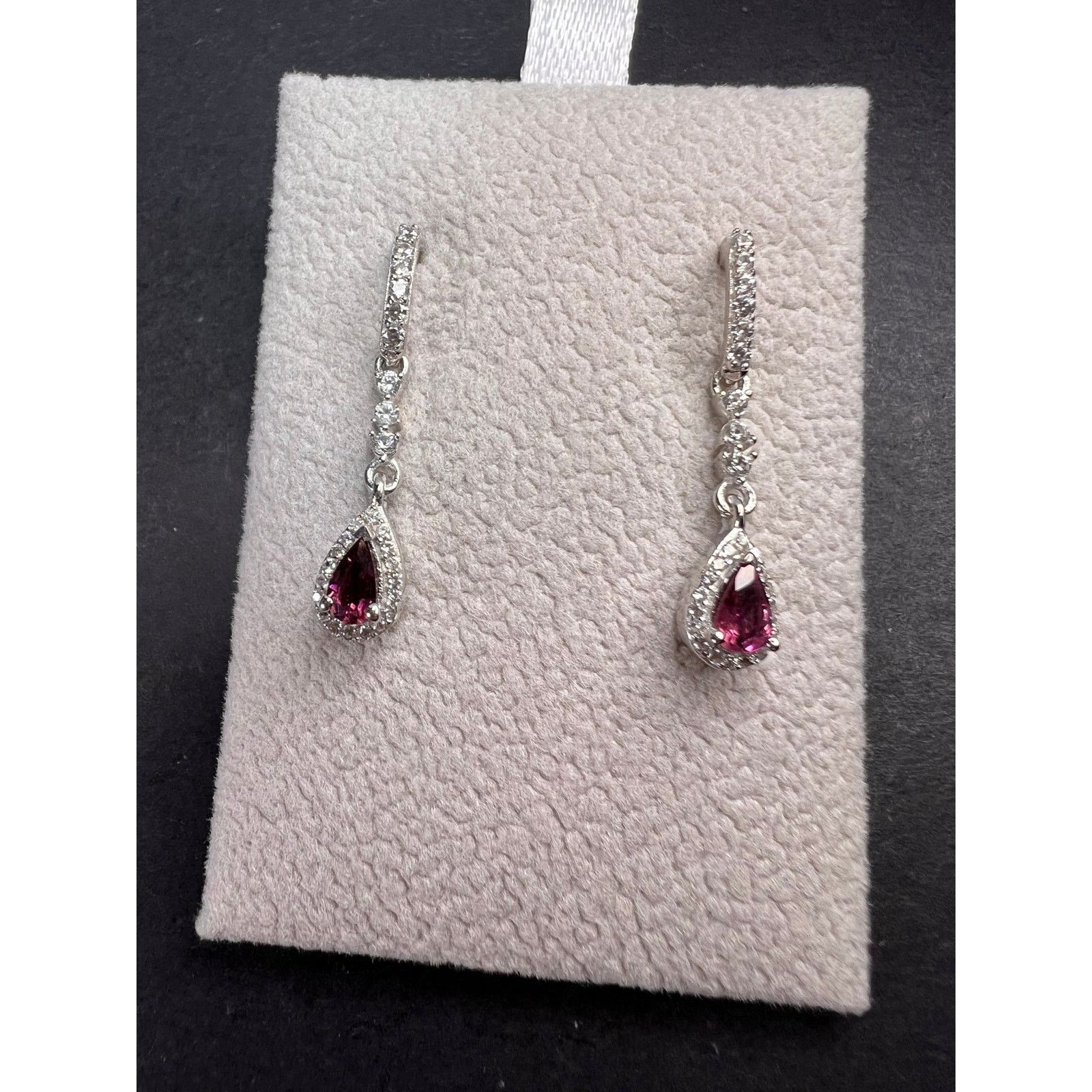 Other Rubellite and zircon earrings in platinum over sterling Size ONE SIZE - 5 Thumbnail