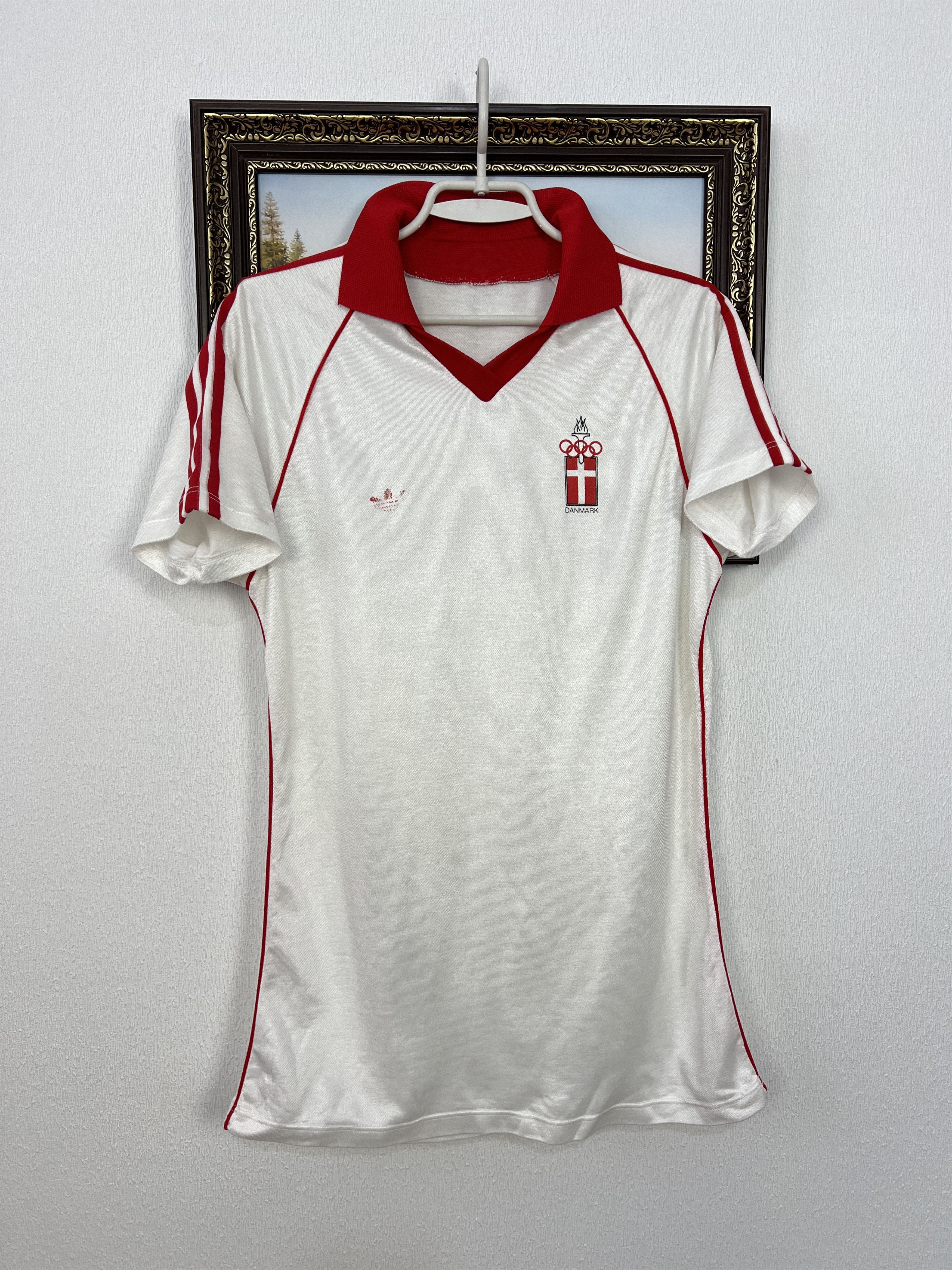 Adidas Vintage 80's Denmark Olympics Shirt Jersey Rare Trikot Size US L / EU 52-54 / 3 - 1 Thumbnail