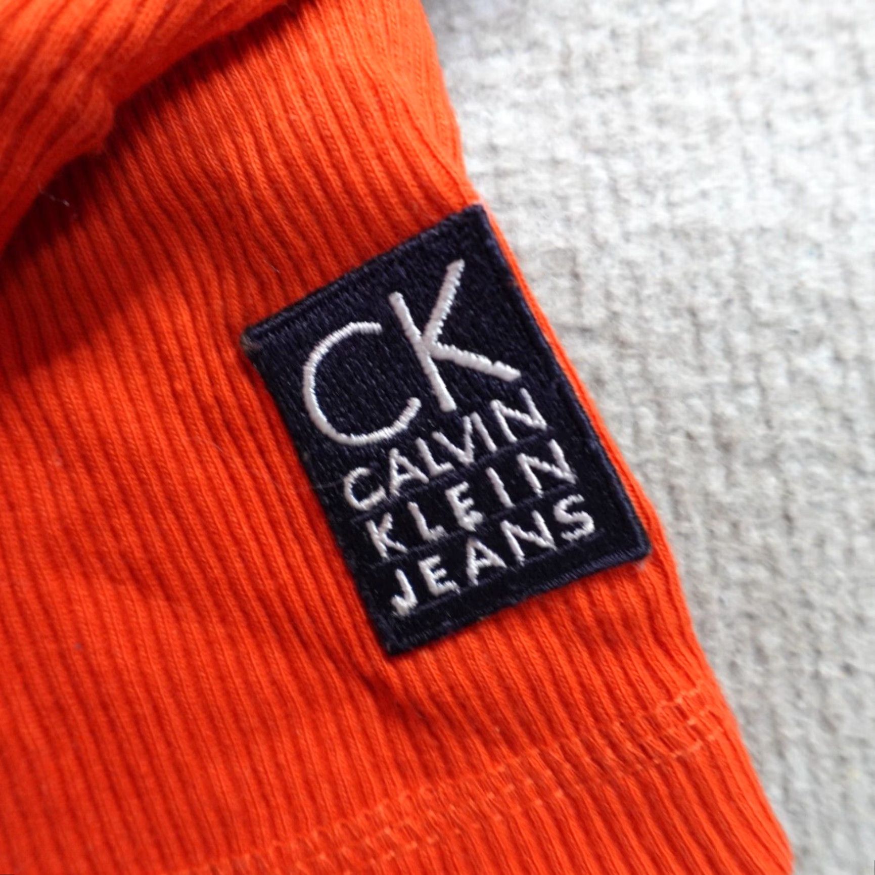 Vintage VINTAGE Calvin Klein Shirt L Orange Mock Neck Blouse Women Long Sleeve Pullover Cotton Made in USA Size L / US 10 / IT 46 - 2 Thumbnail