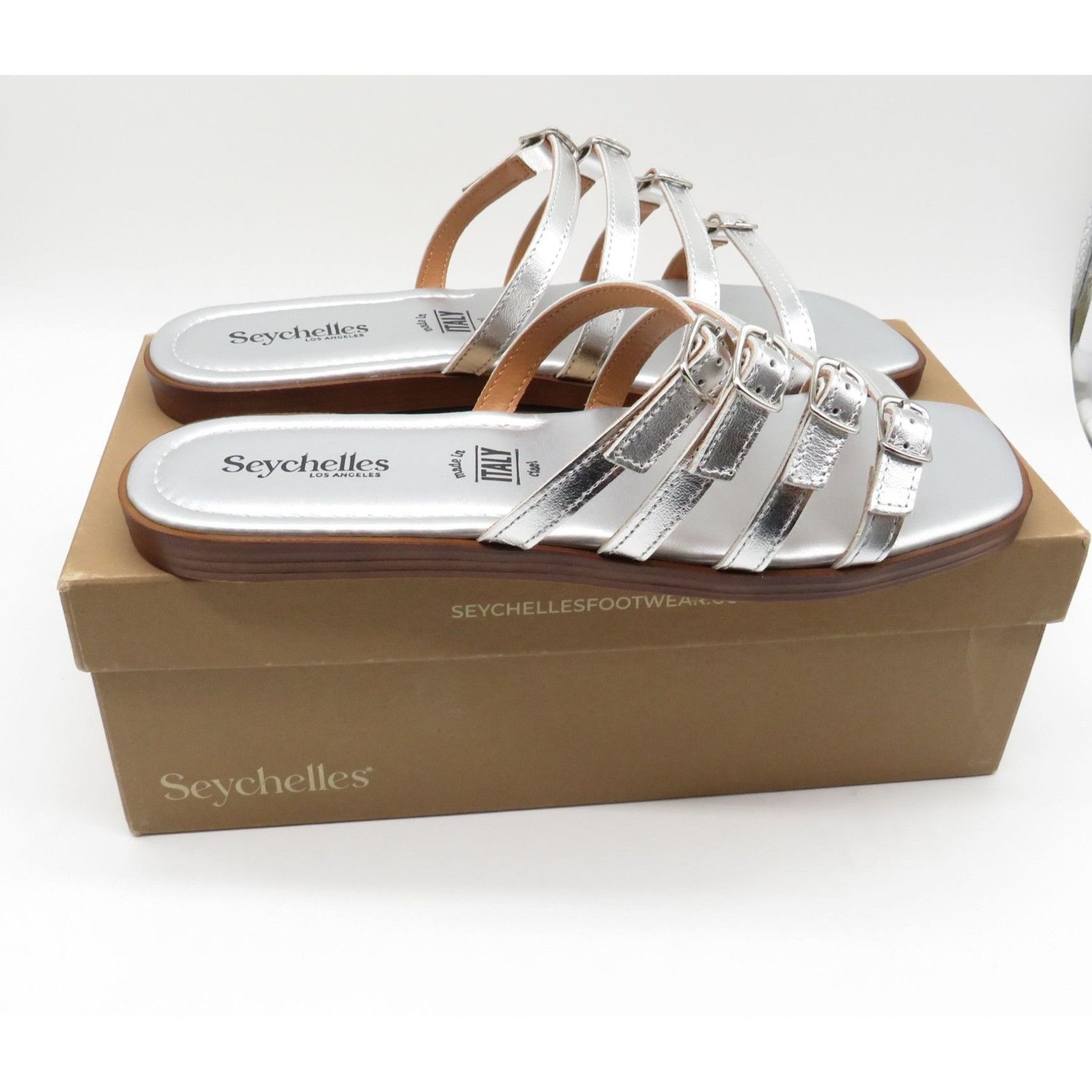 Seychelles Seychelles Women's Silver Strappy Sandals Size 9 Adjustable Size US 9 / IT 39 - 1 Thumbnail