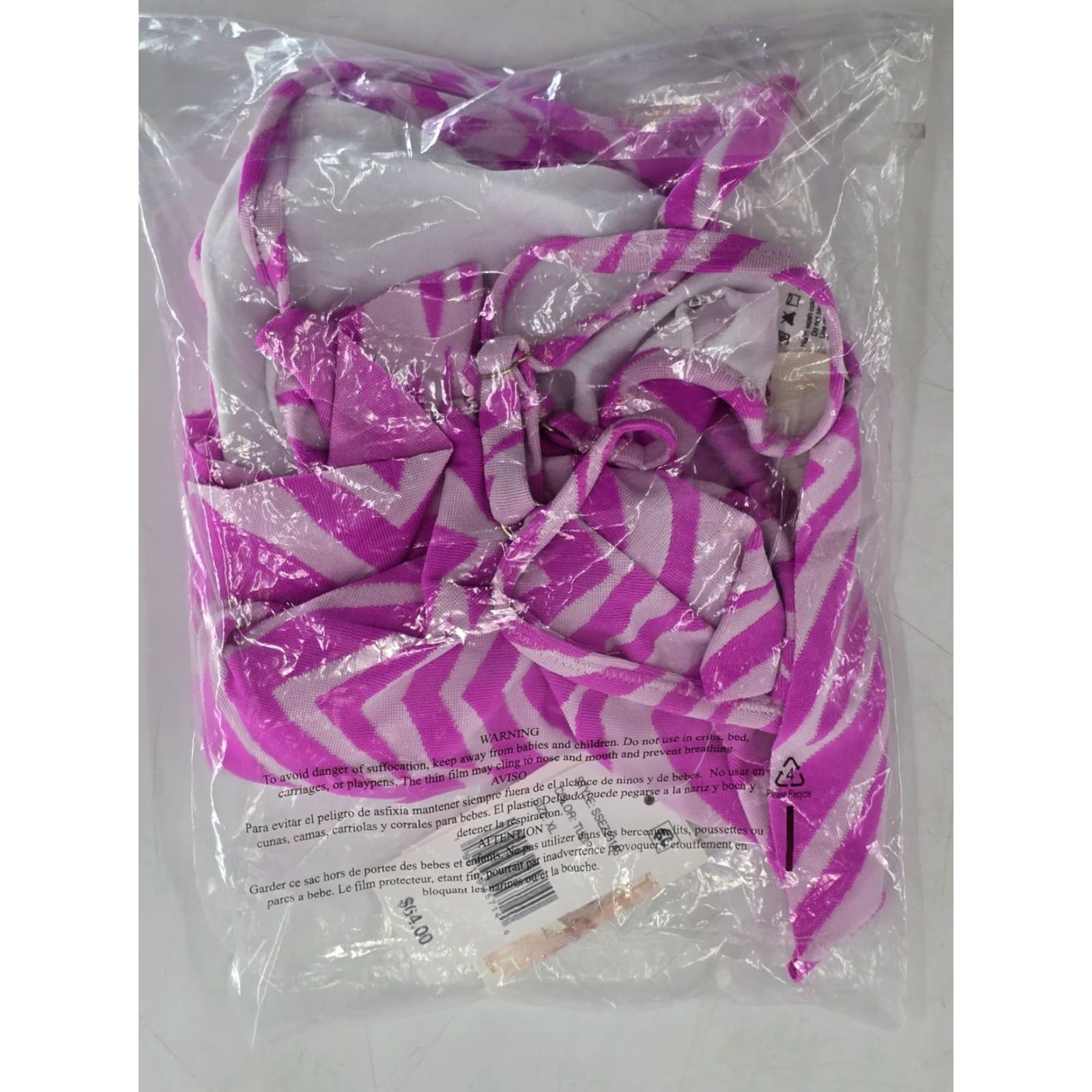 Jessica Simpson NWT Jessica Simpson Women’s Cowl Neck Bikini Top Swimsuit - Pink/White - Size XL - Zebra Stripes - Nylon, Polyester, Spandex - Swim Top - Women - XS? Size XL / US 12-14 / IT 48-50 - 7 Thumbnail