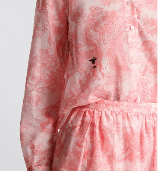 Dior o1w1db10925 341B54 Long Blouse in White/Candy Pink Size M / US 6-8 / IT 42-44 - 6 Thumbnail