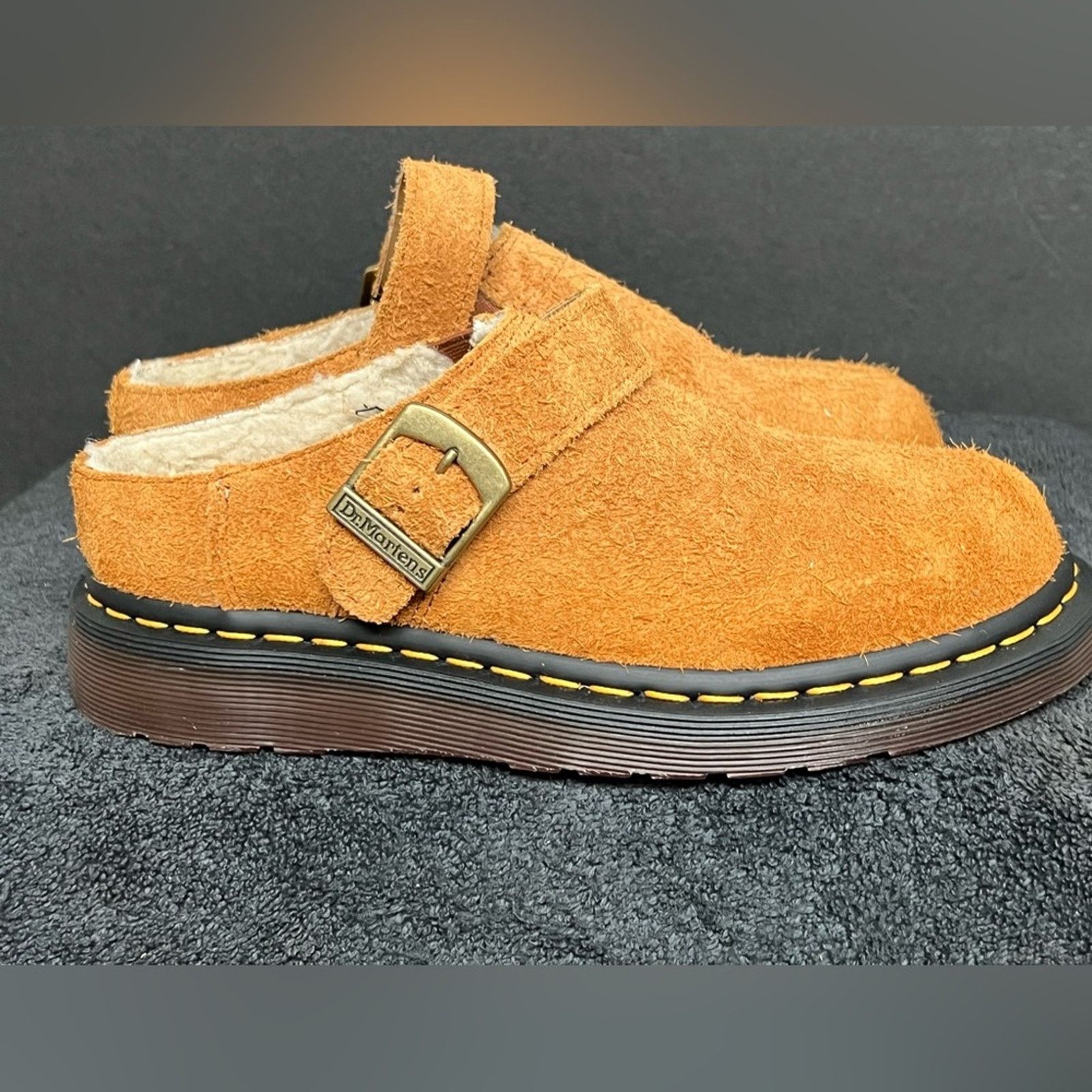 Dr. Martens NEW Dr. Martens Isham Brown Shearling Suede Slingback Mules Size US 6 / IT 36 - 3 Thumbnail