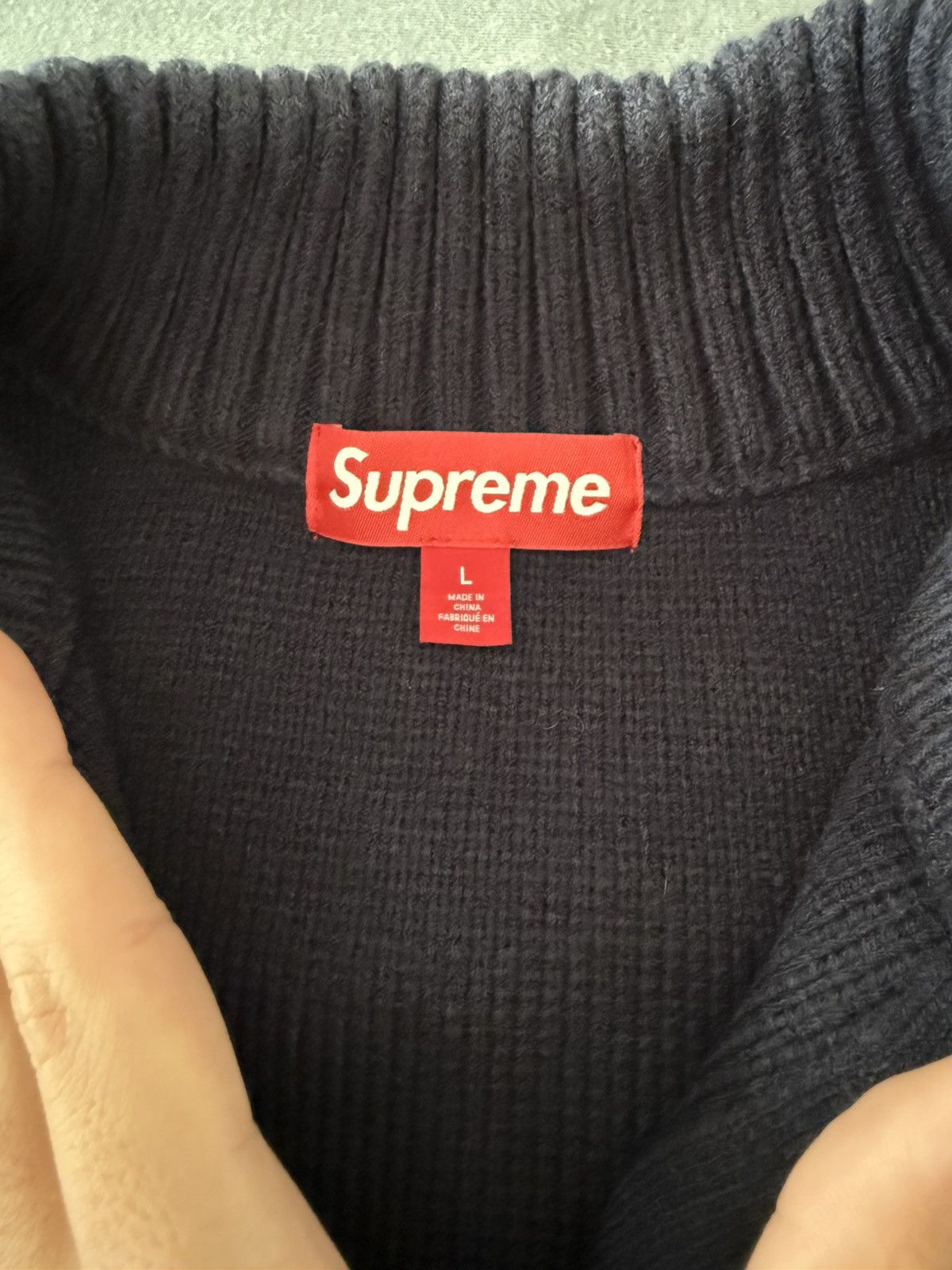 Supreme Script Stripe Half Zip Sweater Size US L / EU 52-54 / 3 - 2 Thumbnail
