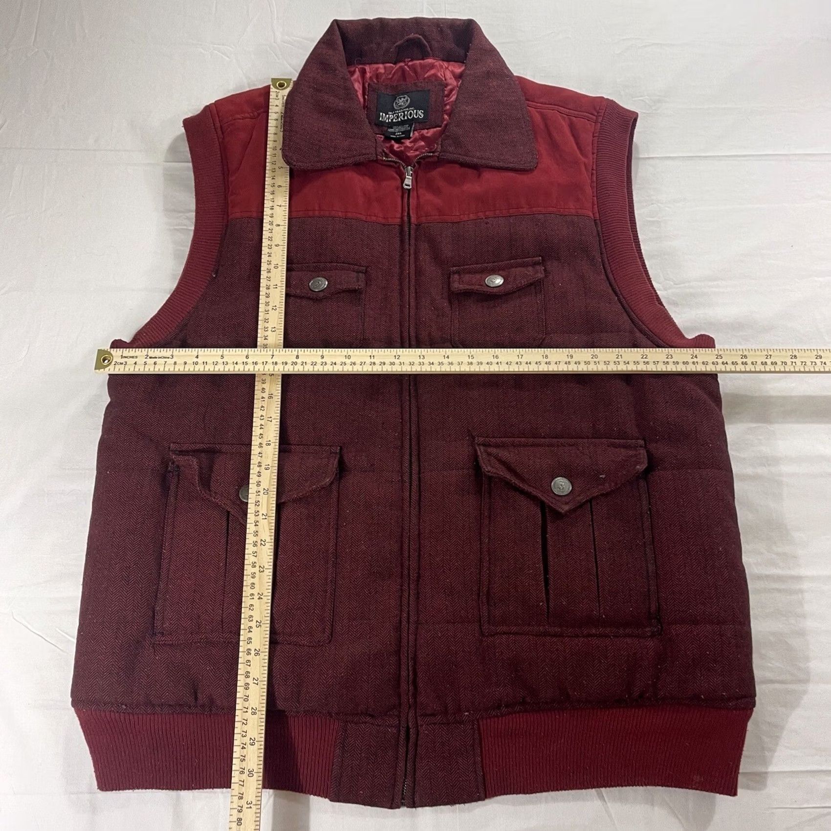 Vintage VINTAGE Imperious 2XL Vest Full Zip Quilted Lining Red Maroon Shirt Mens Size US XXL / EU 58 / 5 - 2 Thumbnail