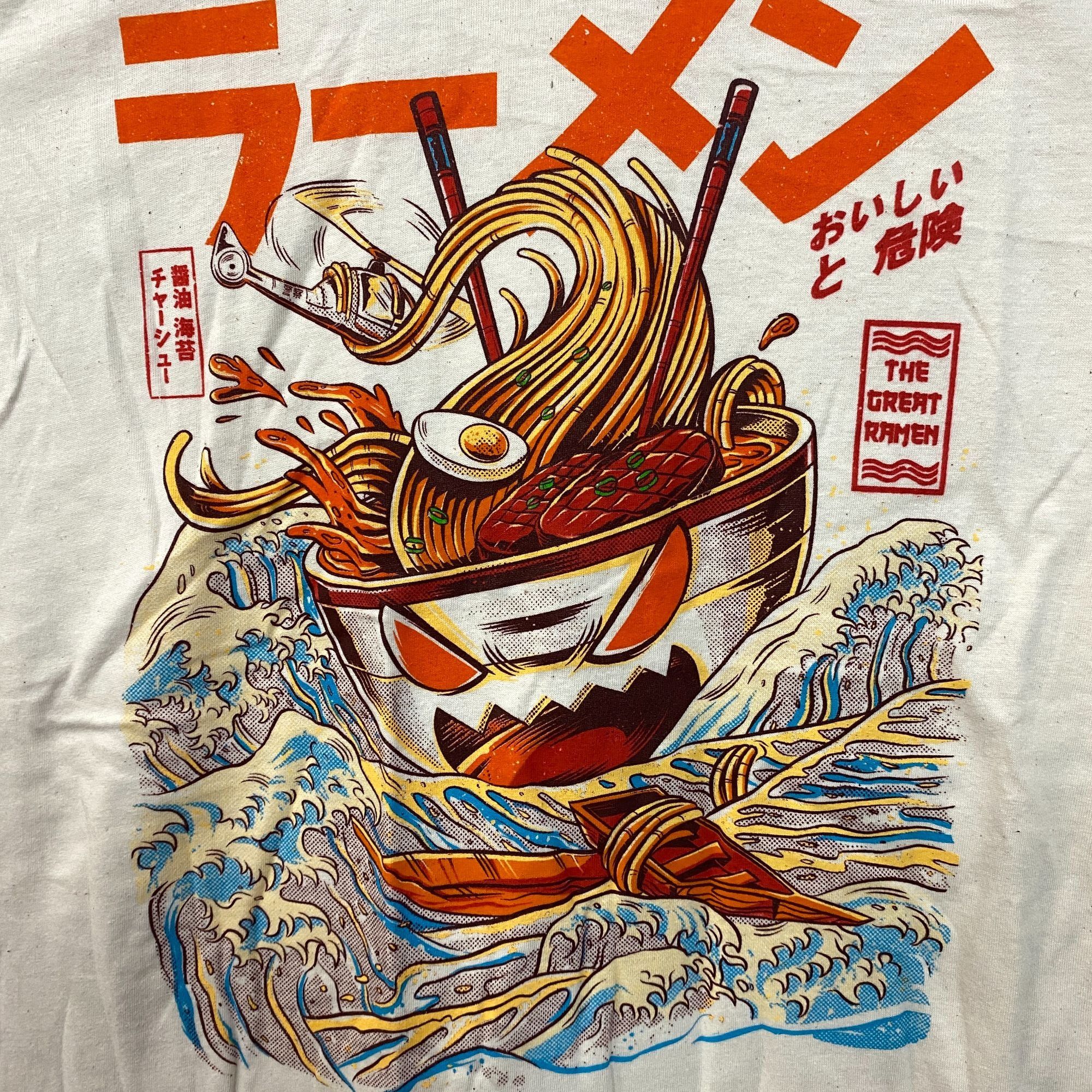 Threadless The Great Ramen Kaiju Monster Beige Tshirt size Small Size US S / EU 44-46 / 1 - 2 Thumbnail