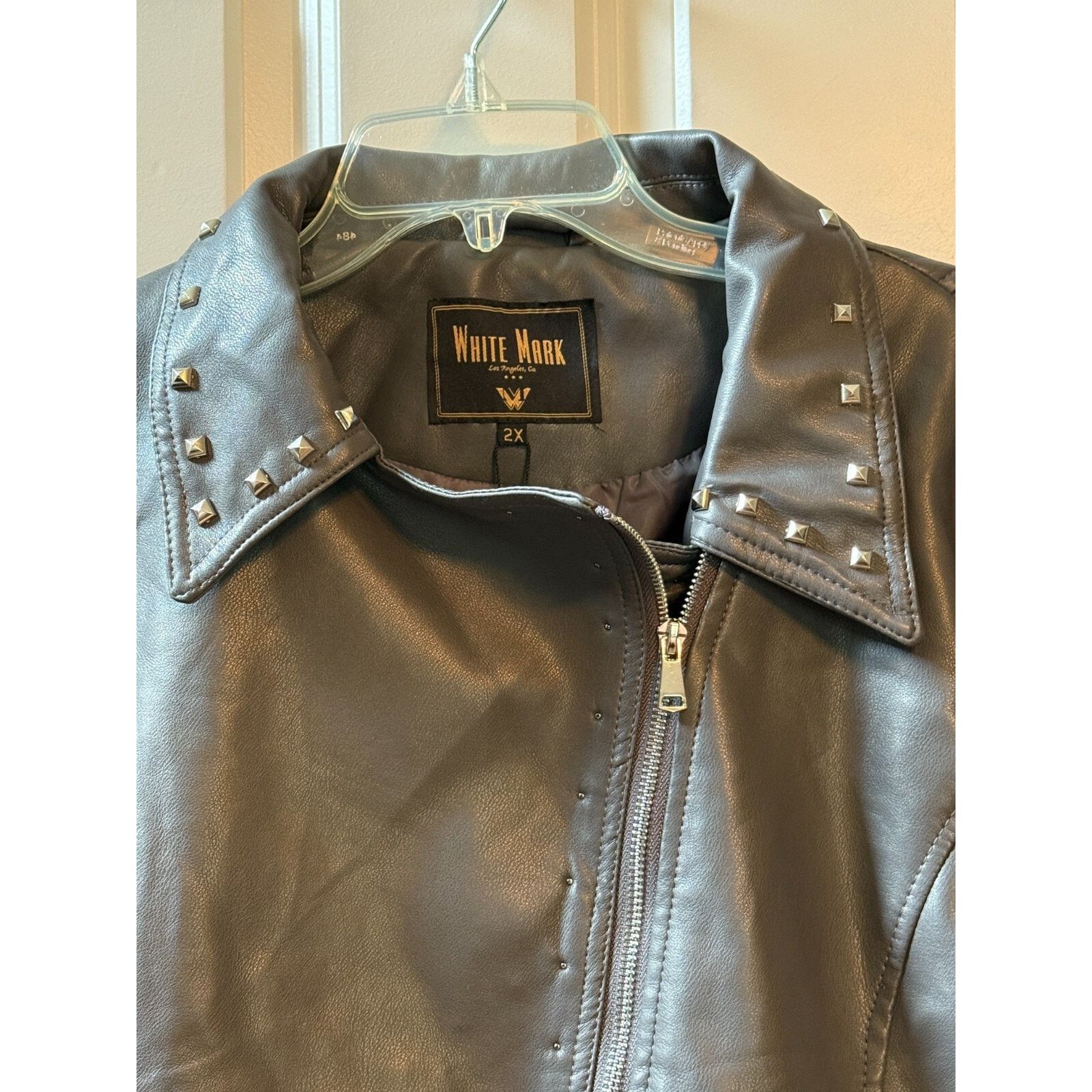 Other White Mark Faux Leather Womens Biker Jacket Gray Size 2X NEW Size XXL / US 16-18 / IT 52-54 - 5 Thumbnail