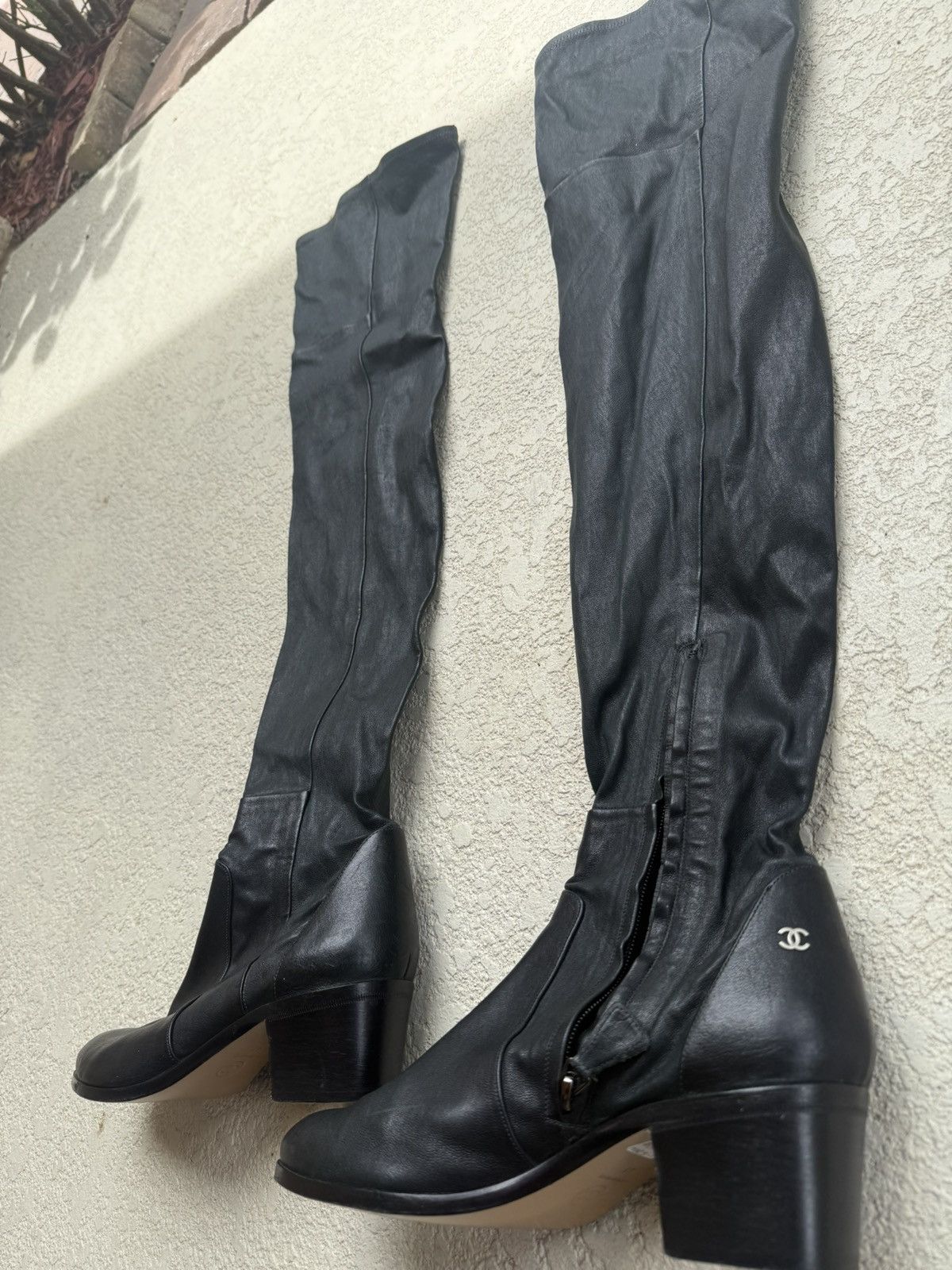 Chanel Chanel Thigh High Made In Italy Genuine Leather Boots Size US 11 / IT 41 - 3 Thumbnail