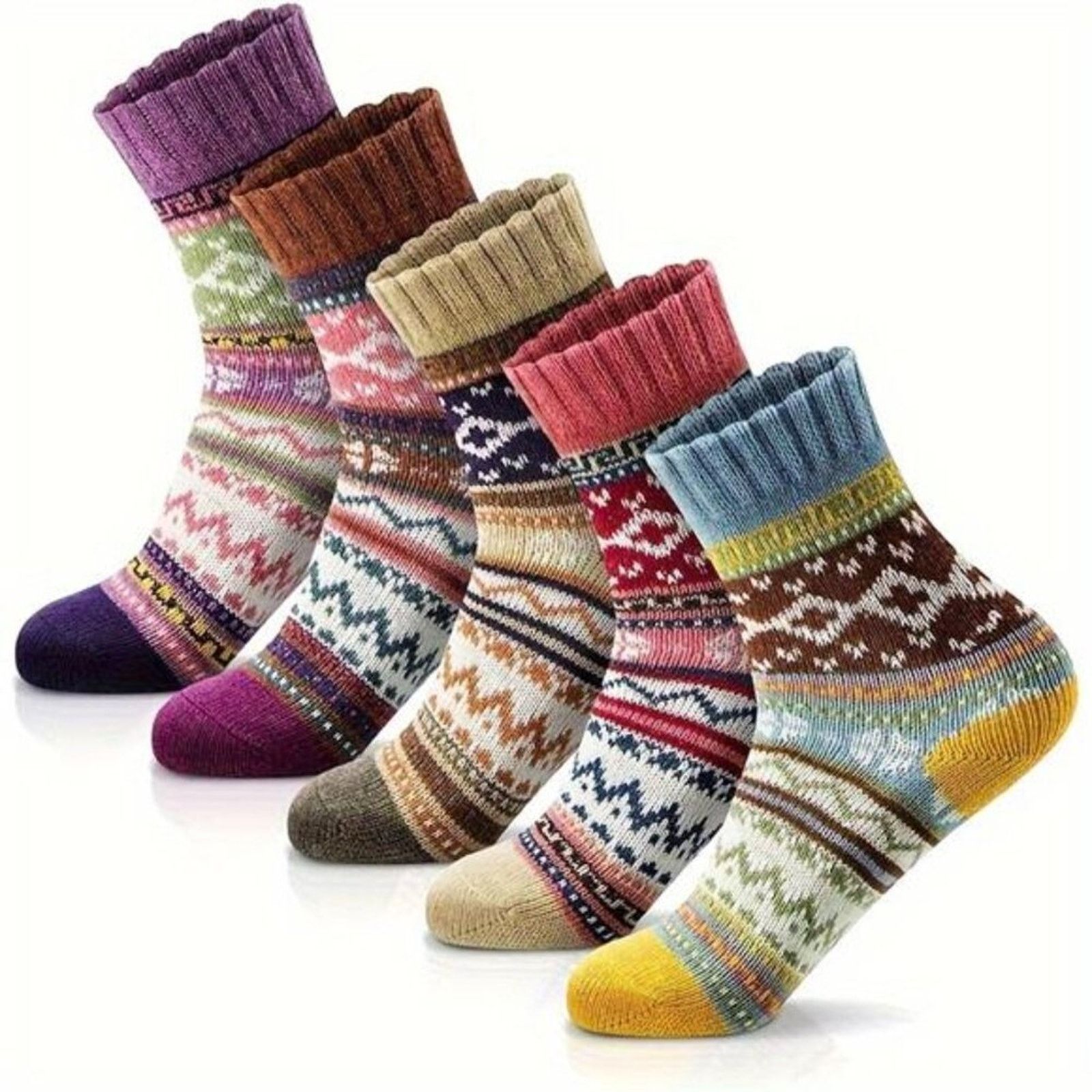 The Unbranded Brand 5 Pairs Of Women's Winter Socks, Thick, Soft, Warm, Knitted Size ONE SIZE - 2 Thumbnail