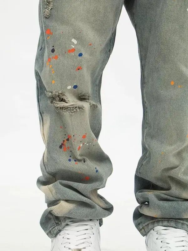 VIBE Retro street hip hop distressed washed straight jeans Size US 30 / EU 46 - 7 Thumbnail