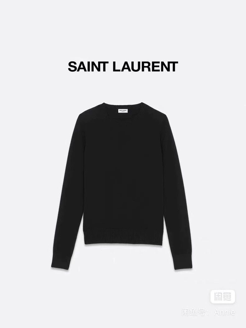 Saint Laurent Paris Saint Laurent Paris Black round neck sweater-2506 Size US M / EU 48-50 / 2 - 1 Thumbnail