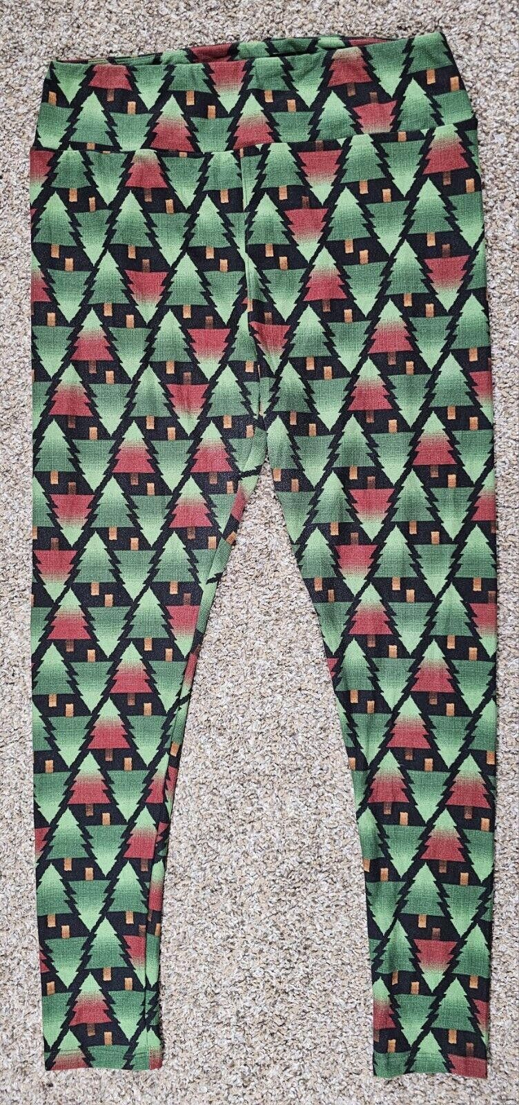 Designer LuLaRoe pine tree tall & curvy leggings Size 30" / US 8 / IT 44 - 1 Thumbnail