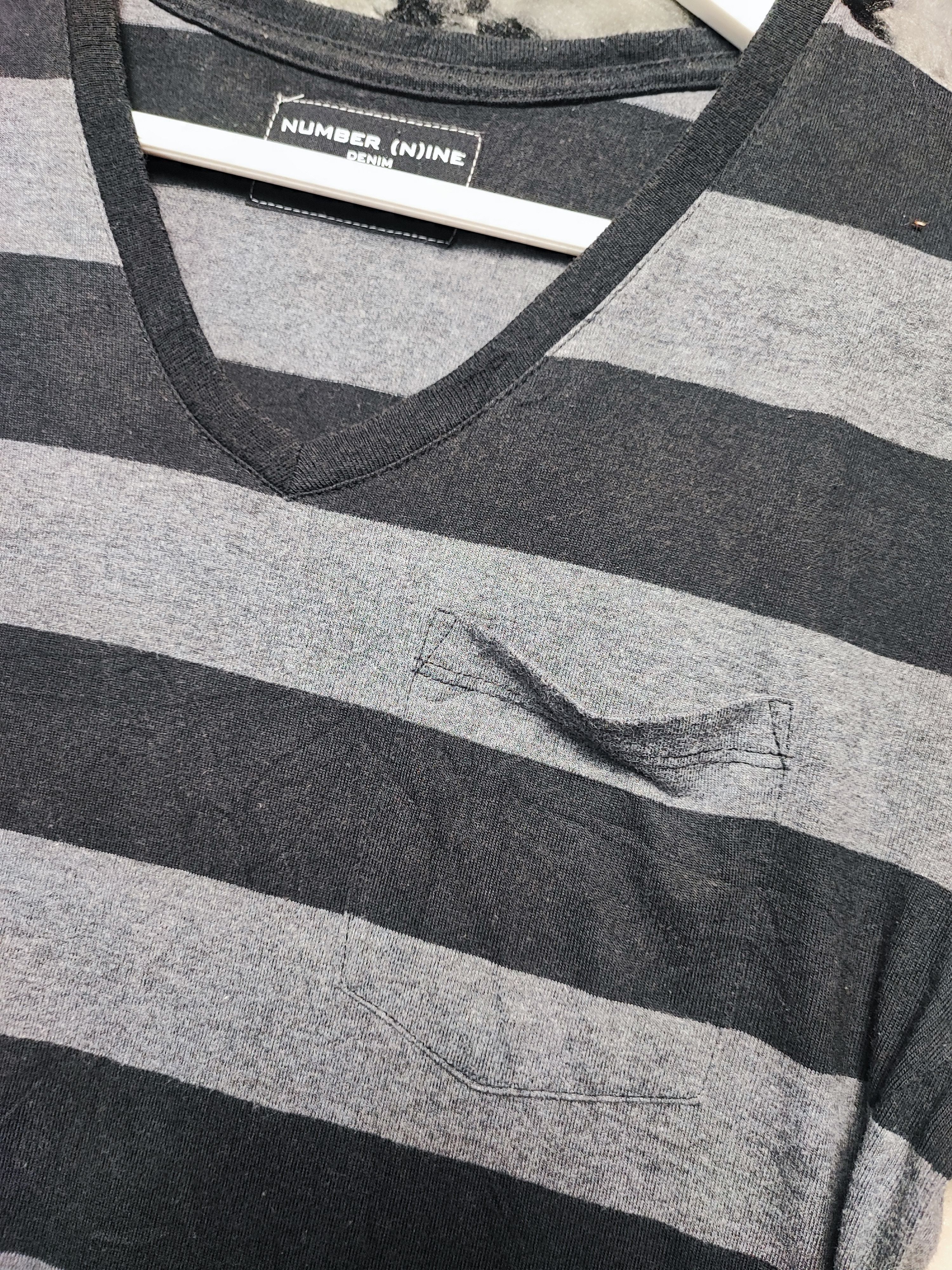 Number (N)ine Number (N)ine x Nano Universe Striped V-Neck Pocket Tee Size US XS / EU 42 / 0 - 7 Thumbnail