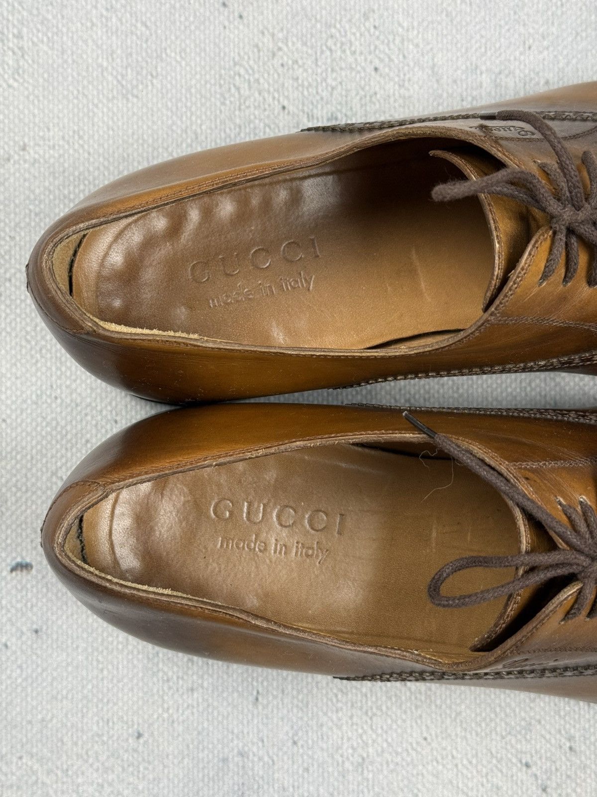 Gucci Gucci Vintage Burnished Brown Leather Oxford Dress Shoes Size US 8 / EU 41 - 11 Thumbnail