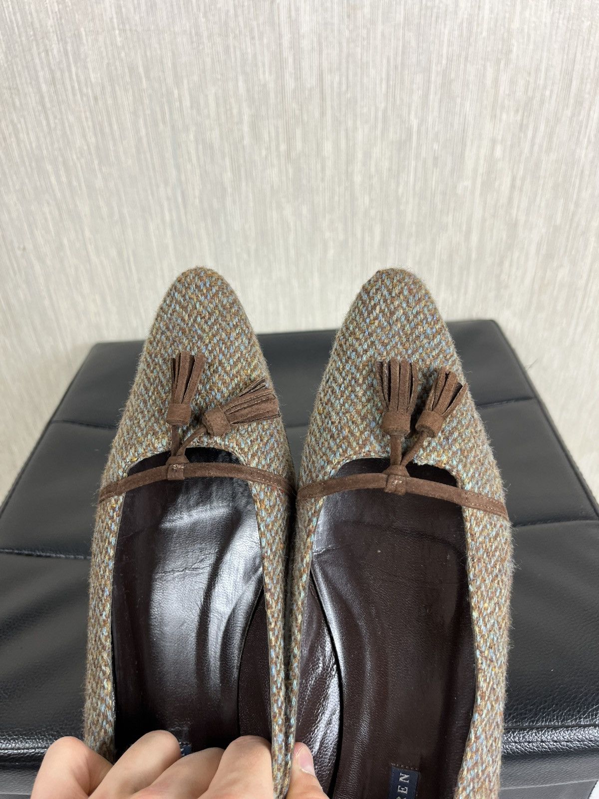 Harris Tweed × Ralph Lauren × Vintage Vintage Ralph Lauren wool Harris Tweed flats y2k ballerinas Size US 9 / IT 39 - 11 Thumbnail