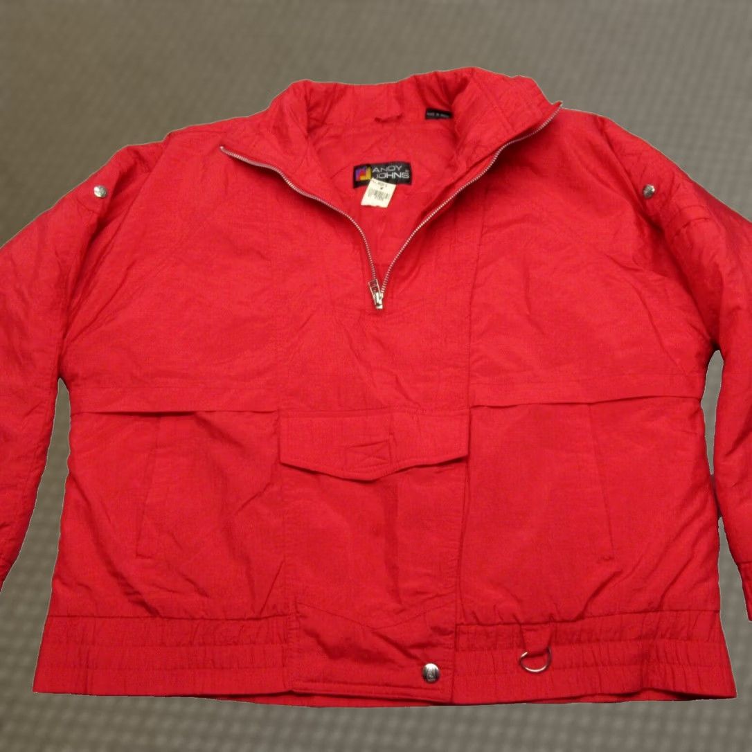 Vintage Andy Johns Jacket Women M Red Windbreaker Zip Pockets Nylon VTG NEW Size M / US 6-8 / IT 42-44 - 1 Thumbnail