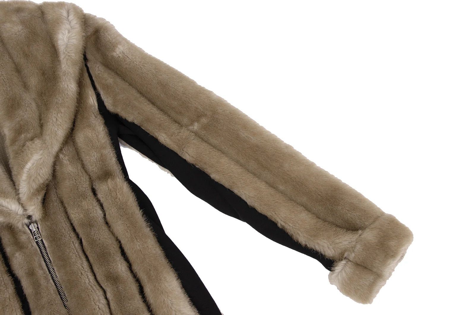 Jean Paul Gaultier Fur Striped Double Zip Coat in Beige and Black Size US XXL / EU 58 / 5 - 5 Thumbnail