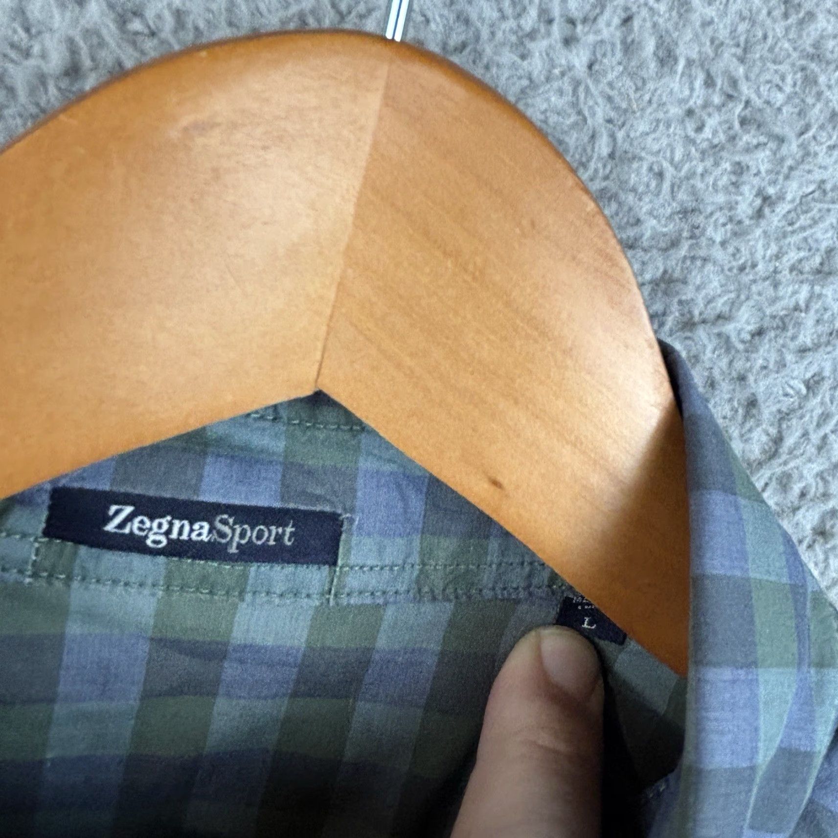 Ermenegildo Zegna Ermenegildo Zegna Sport Button-Down Shirt Mens L Green Blue Check Cotton Size US L / EU 52-54 / 3 - 3 Thumbnail