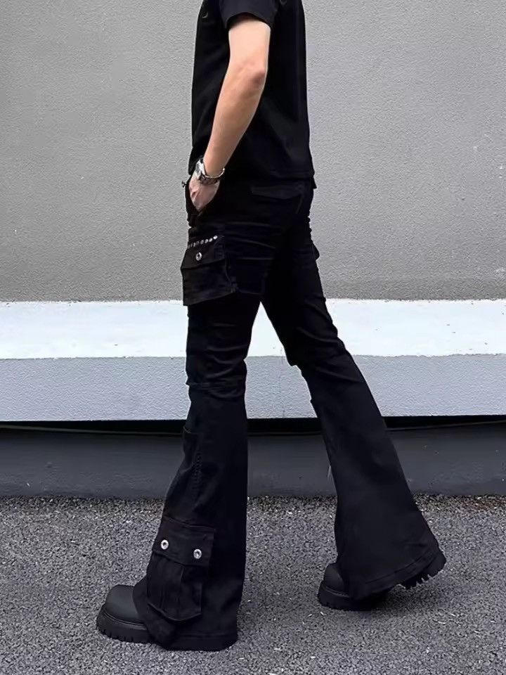 Jean Multi Pockets Black Slim Flared Jeans Pants Size US 30 / EU 46 - 7 Thumbnail