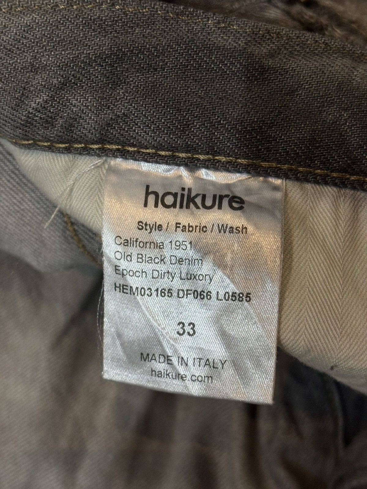 Haikure Haikure California 1951 Old Black Denim Epoch 2 Jeans Size US 33 - 15 Thumbnail