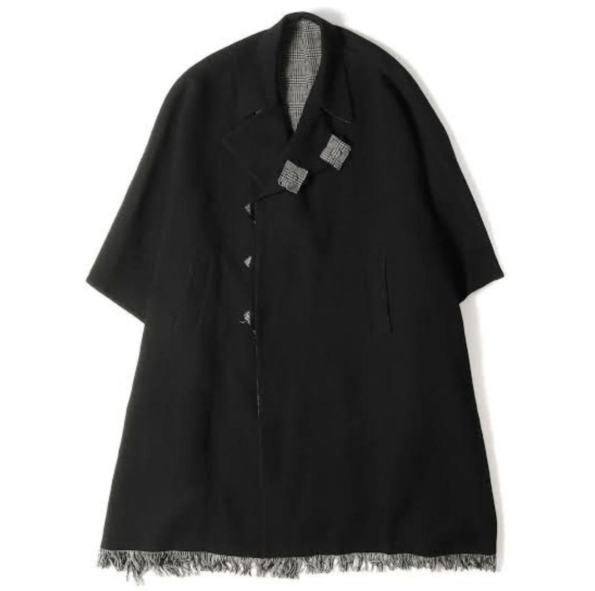 Yohji Yamamoto Yohji Yamamoto Pour Homme - Tweed Check Scrap Cape Coat Size US S / EU 44-46 / 1 - 1 Thumbnail