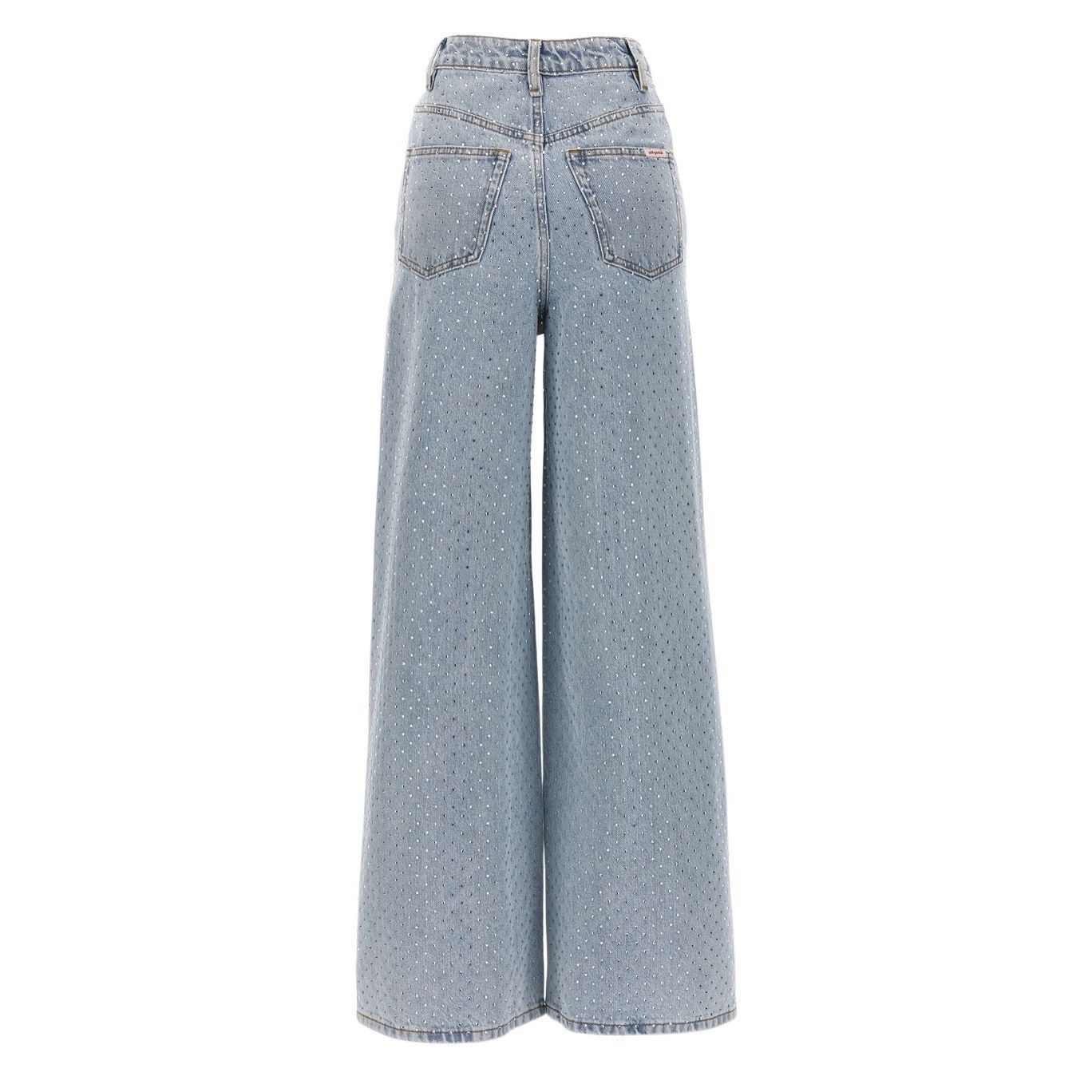 Self-Portrait NWT Self-Portrait Blue Rhinestone Wide-Leg Jeans Size 27 Size 27" / US 4 / IT 40 - 7 Thumbnail