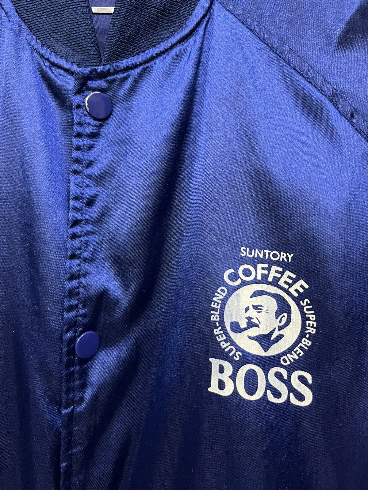 Tribal Streetwear Vintage Suntory BOSS Satin Bomber Jacket Blue M Size US M / EU 48-50 / 2 - 8 Thumbnail