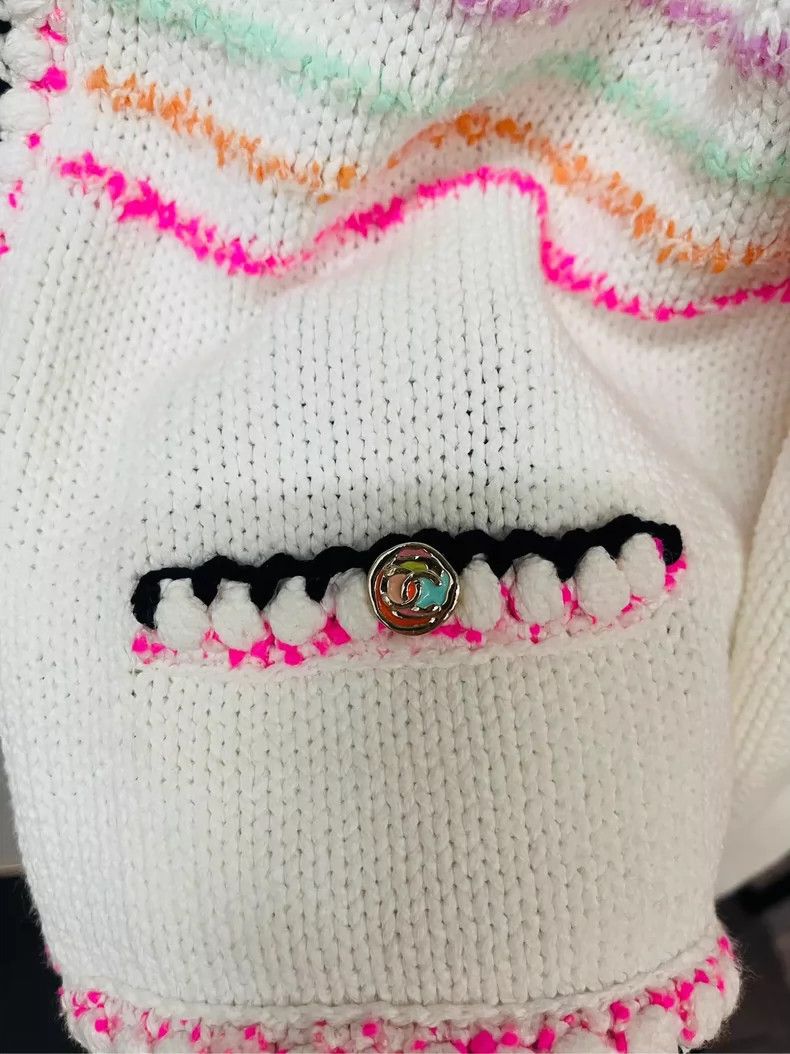 Chanel Chanel 24s rainbow knitted striped logo rhinestone cardigan Size XS / US 0-2 / IT 36-38 - 3 Thumbnail