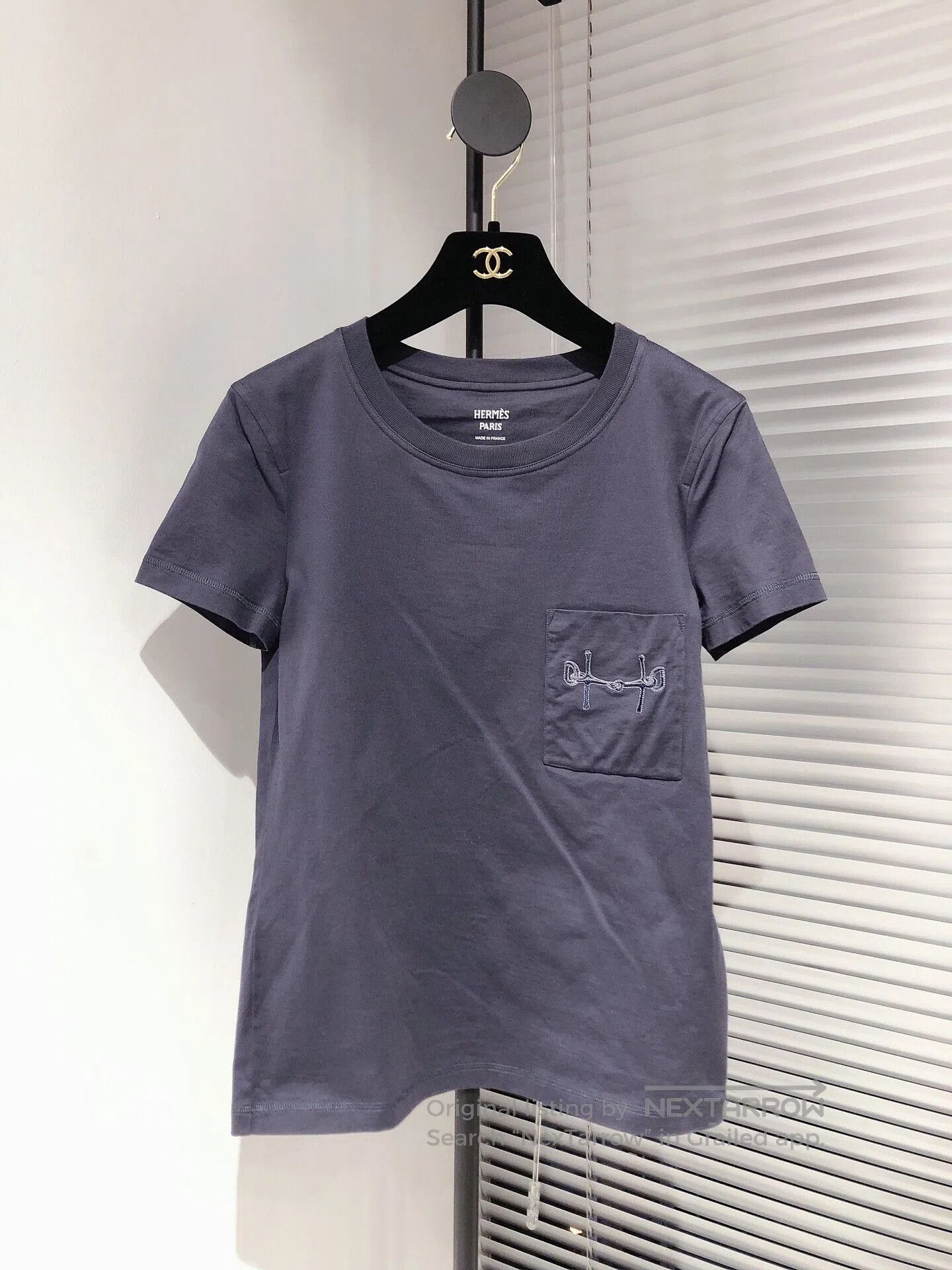Hermes Hermes Blue Embroidered Pocket T. Size US S / EU 44-46 / 1 - 1 Thumbnail