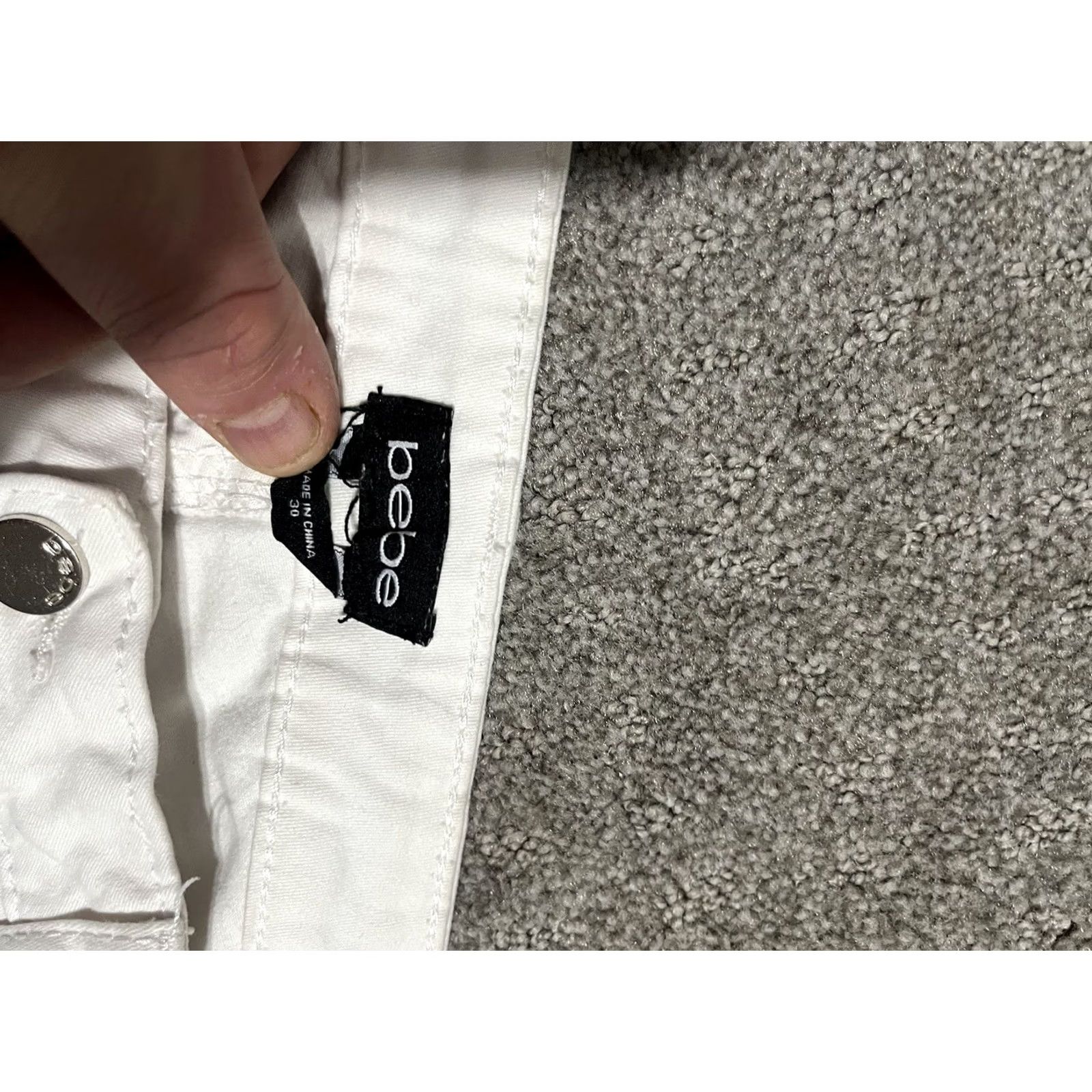 Bebe bebe White Denim Shorts Size 30 Women's Summer Casual Logo Rhinestone Mid Rise Regular Fit Denim Beach Vintage: No Size 30" / US 8 / IT 44 - 2 Thumbnail