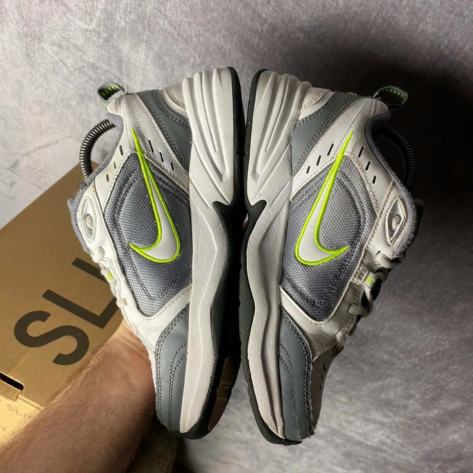 Nike Air Monarch daddy shoes sneakers Y2K white grey lime Size US 7.5 / EU 40-41 - 8 Thumbnail