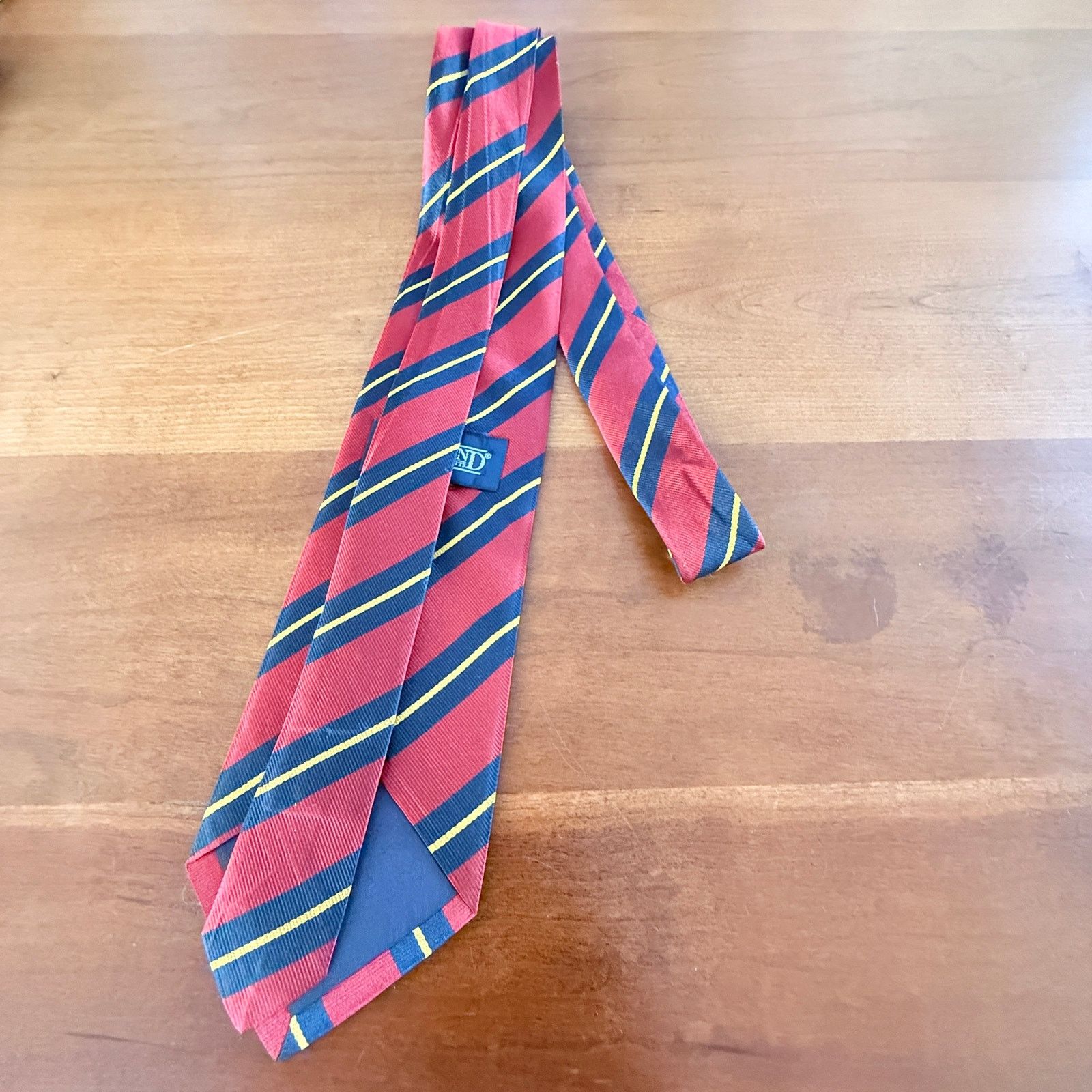 Other Lands' End Men's Silk Striped Collegiate Tie Red Navy Gold Size ONE SIZE - 4 Thumbnail