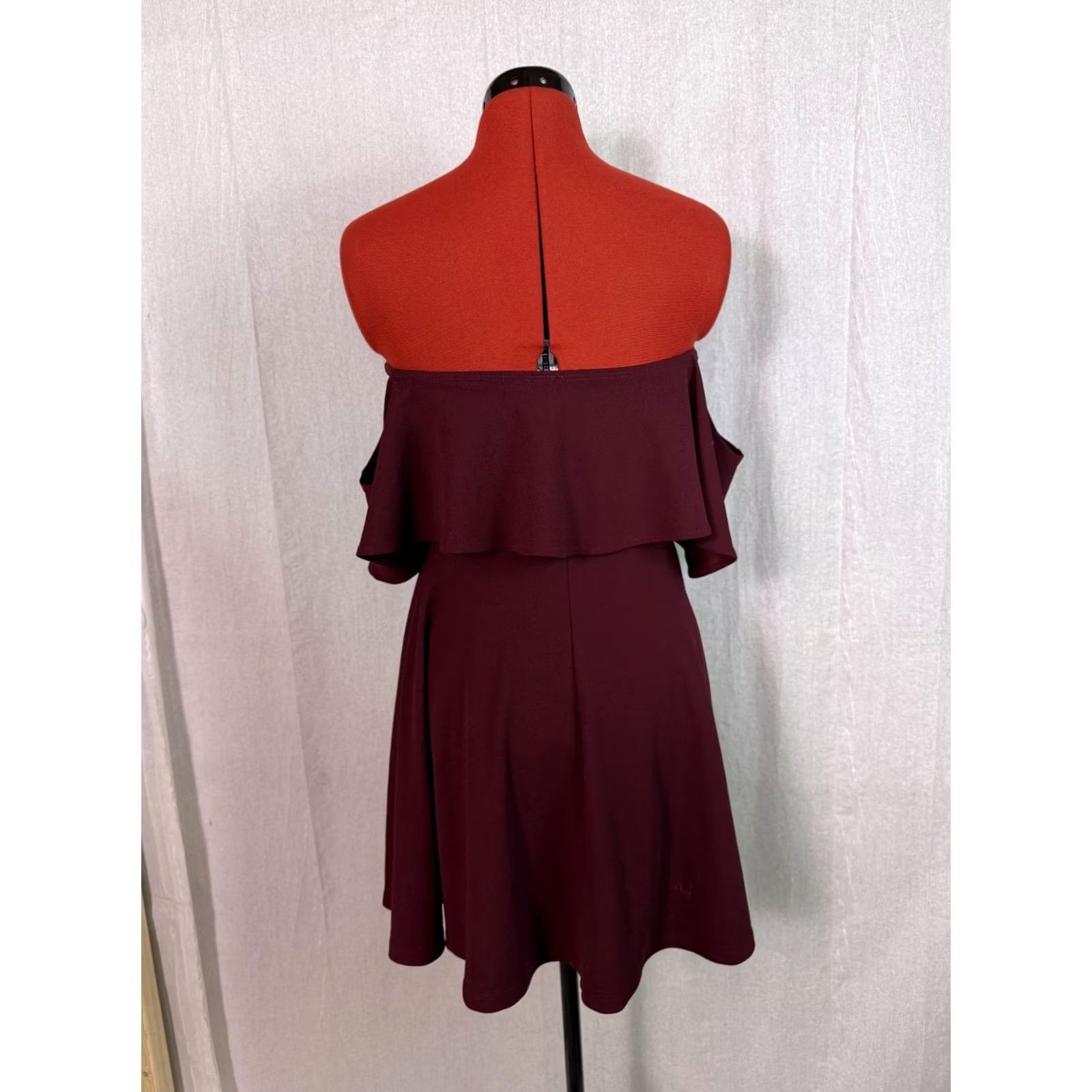 Vintage Windsor Women's Wrap Dress Burgundy Size S Off Shoulder Stretch Formal D912 Size S / US 4 / IT 40 - 5 Thumbnail