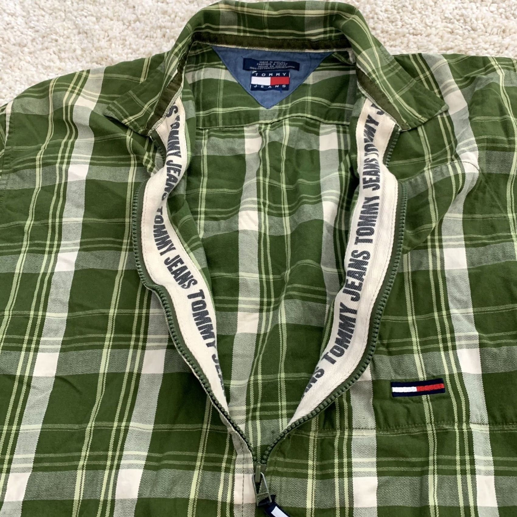 Tommy Hilfiger Vintage Tommy Hilfiger Tommy Jeans Full Zip Shirt Mens XL Green Plaid Size US XL / EU 56 / 4 - 3 Thumbnail