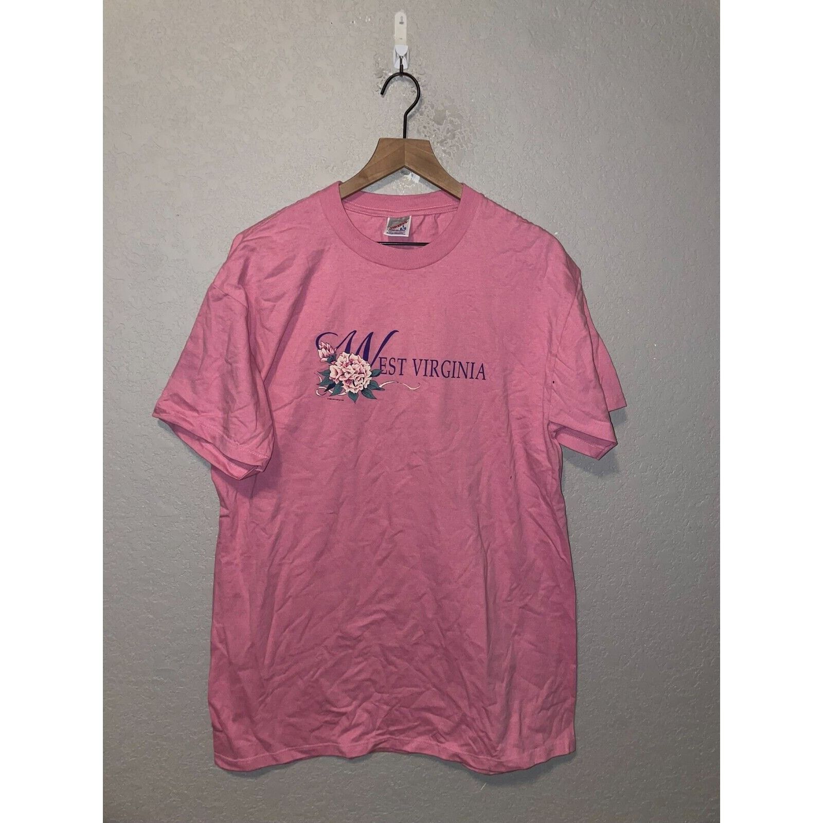Jerzees Vintage West Virginia Shirt Flower State Pink VTG 90s Large Size US L / EU 52-54 / 3 - 1 Thumbnail